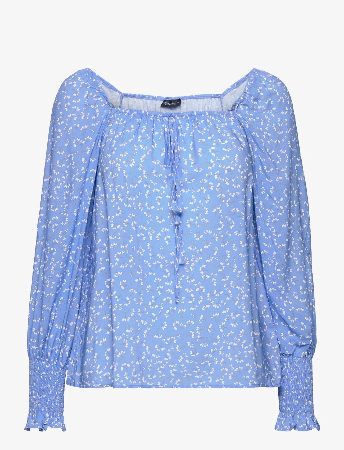 Lexington Clothing - Charlotte Printed Blouse - langärmlige blusen - blue flower print - 0