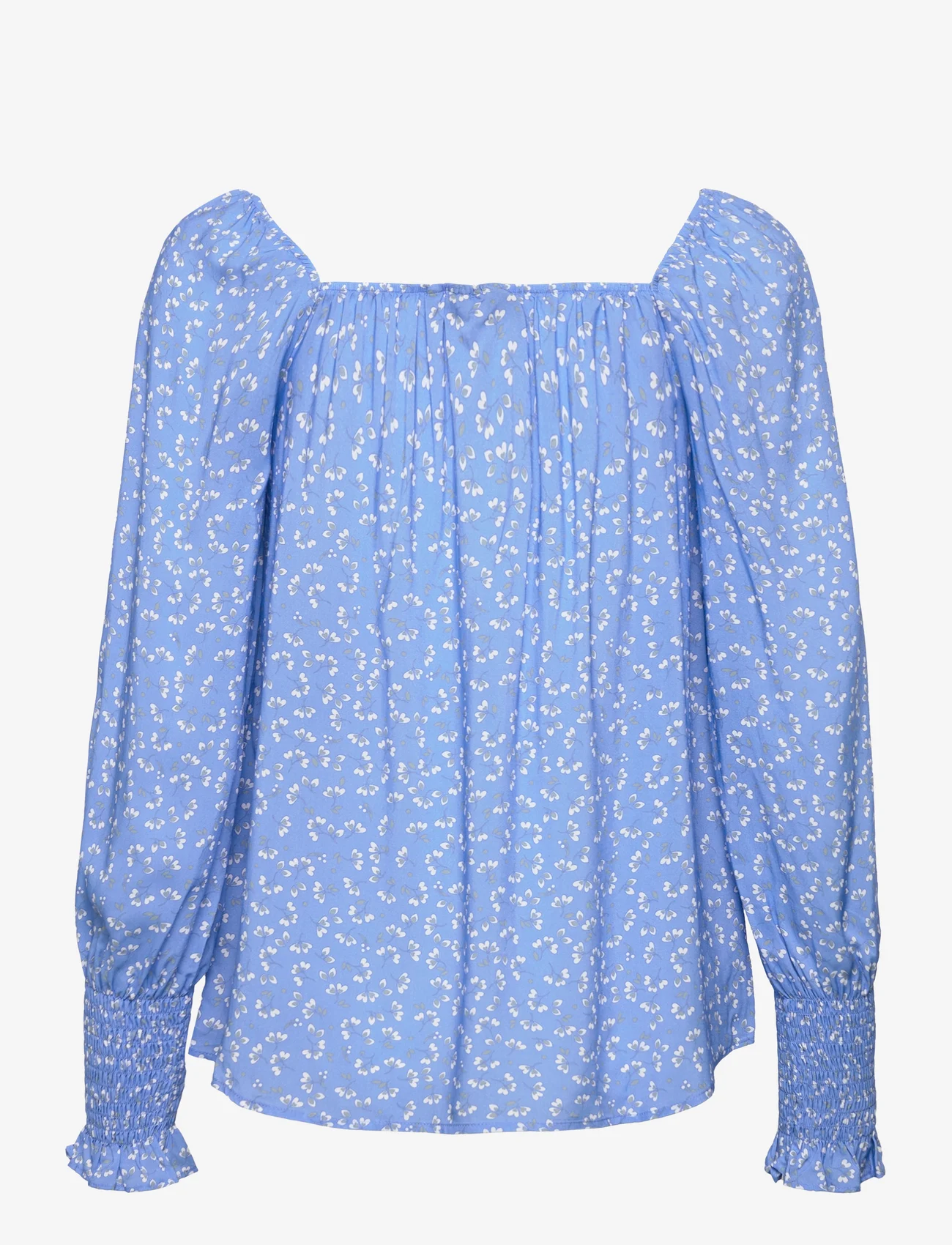 Lexington Clothing - Charlotte Printed Blouse - langærmede bluser - blue flower print - 1