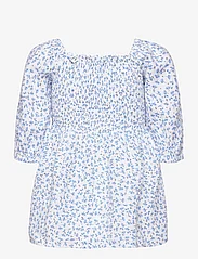 Lexington Clothing - Hazel Printed Linen Smock Top - kortærmede bluser - blue flower print - 1