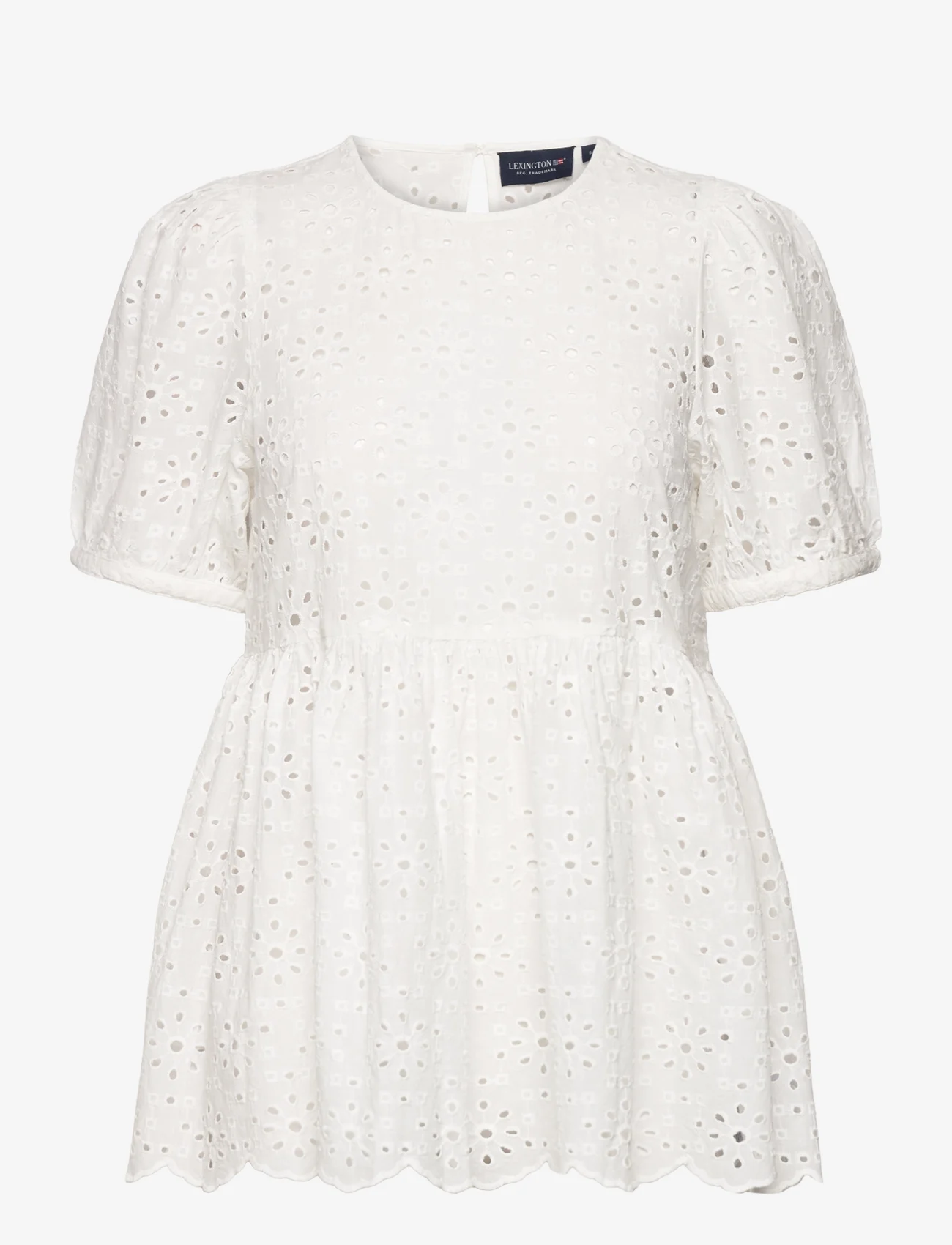 Lexington Clothing - Nova Broderie Anglaise Top - short-sleeved blouses - white - 0