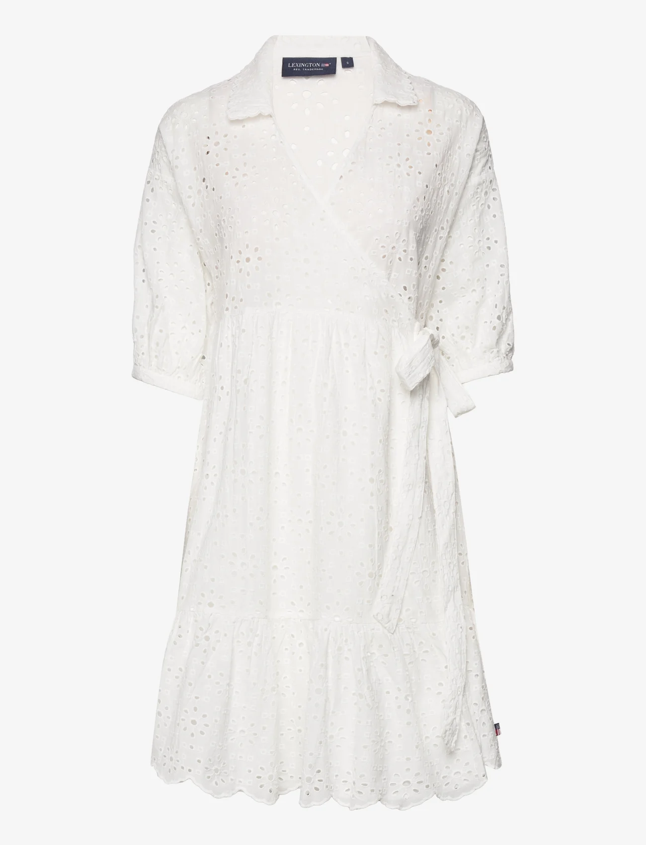 Lexington Clothing - Claudia Broderie Anglaise Wrap Dress - sommarklänningar - white - 0