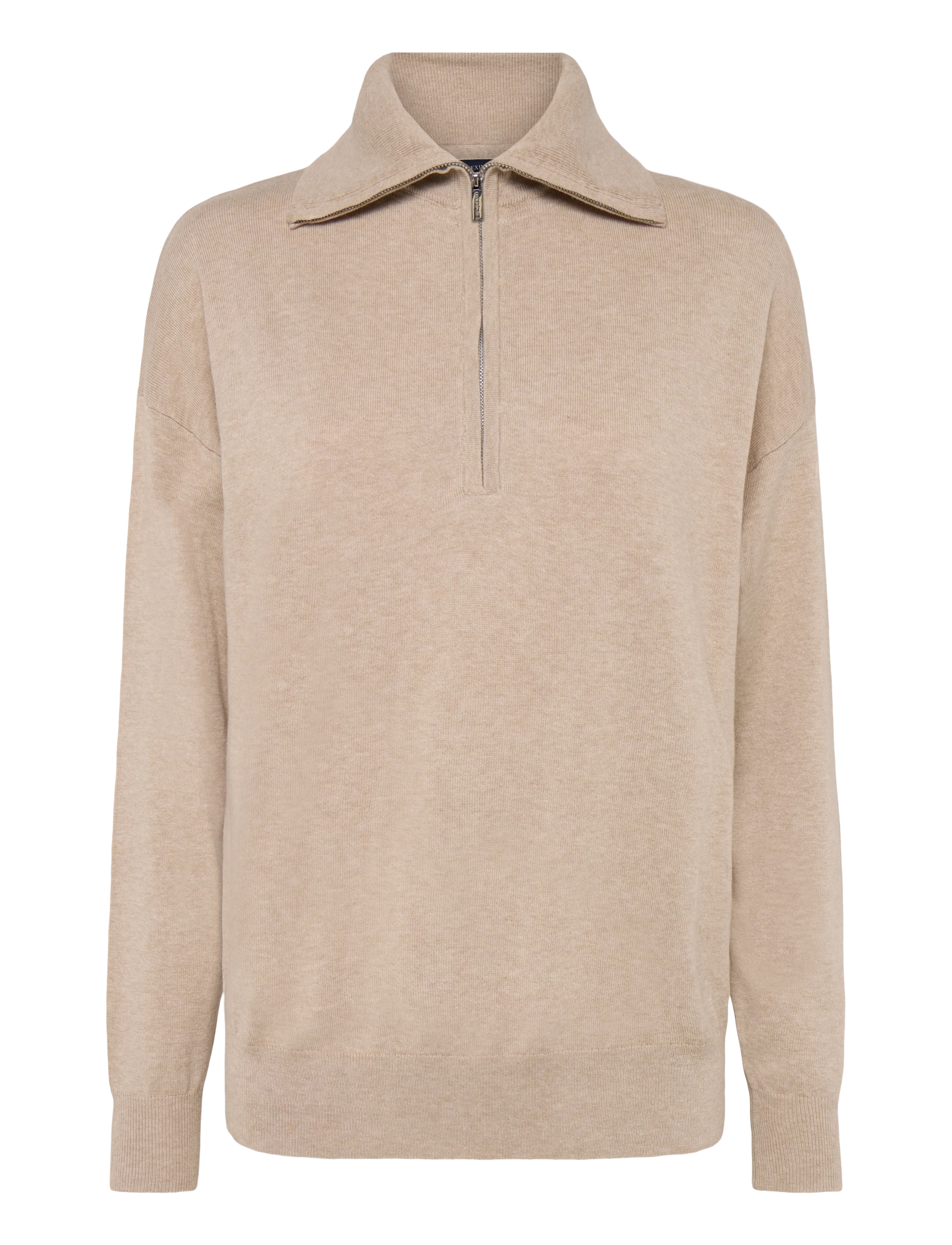 Lexington Clothing Reagan Organic Cotton/Lyocell Half Zip Sweater - Pullover - LIGHT BEIGE MELANGE / beige