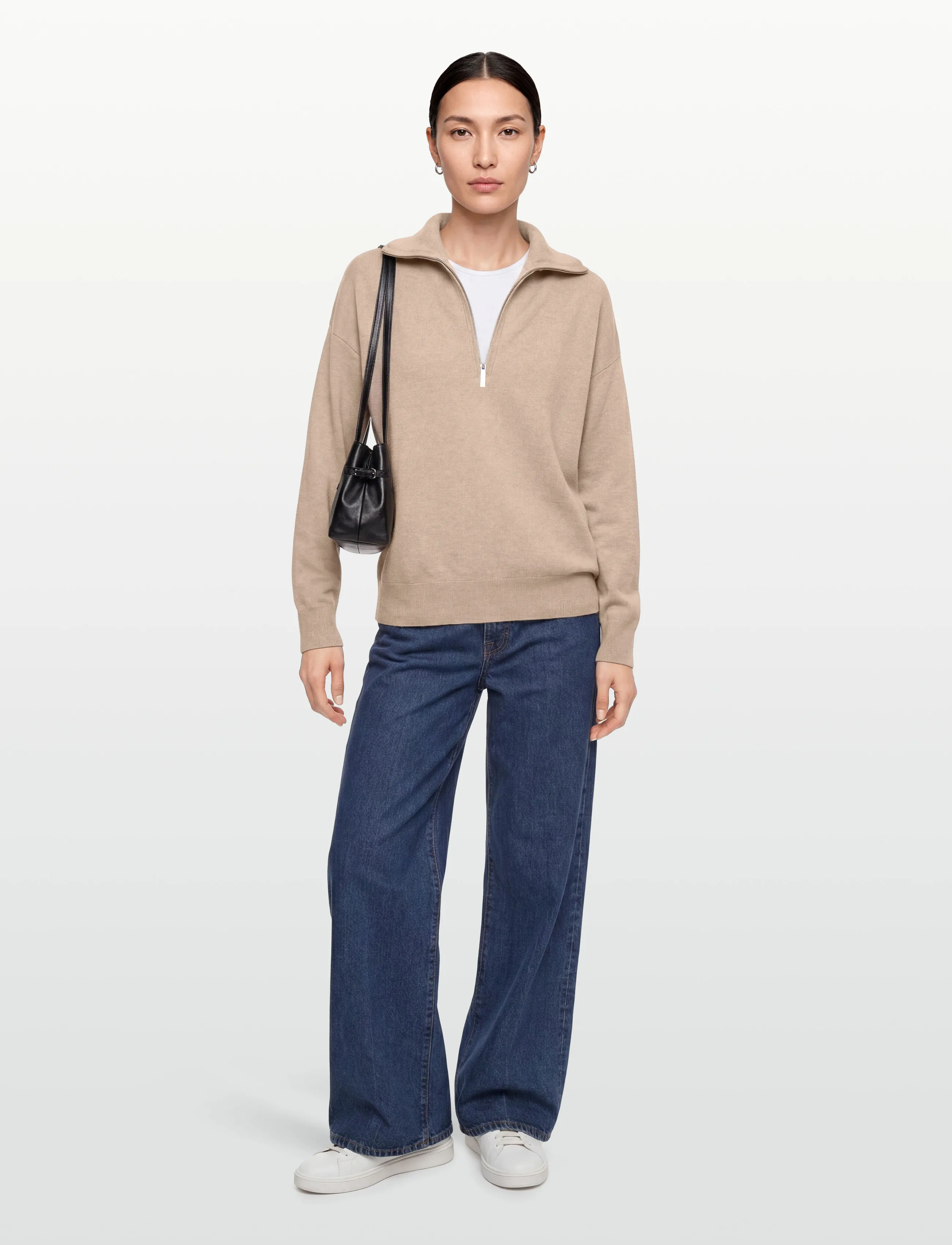 Lexington Clothing - Reagan Organic Cotton/Lyocell Half Zip Sweater - trøjer - light beige melange - 0