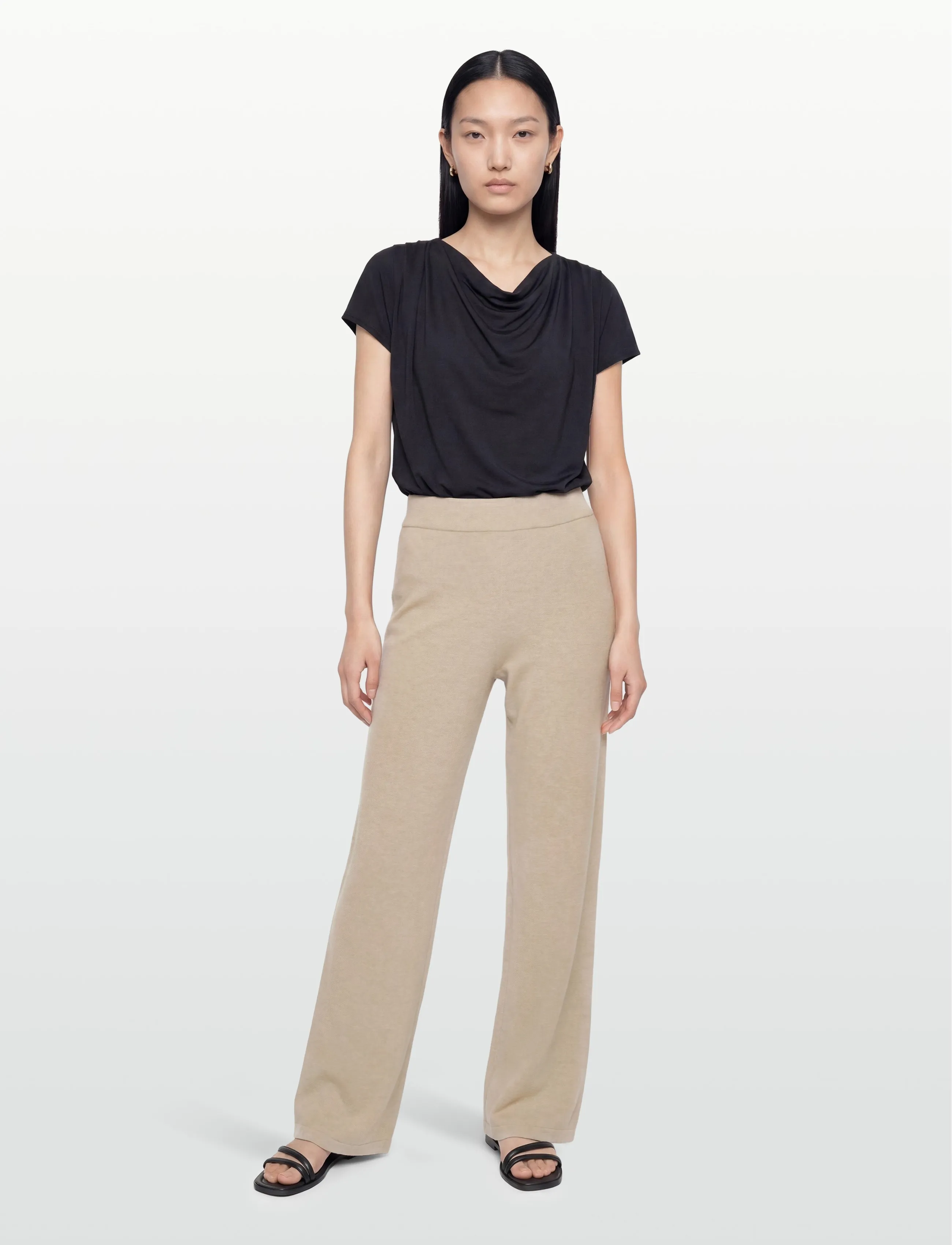 Lexington Clothing Sloan Organic Cotton/Lyocell Knitted Pants - Sirge säärega püksid - LIGHT BEIGE MELANGE / beige