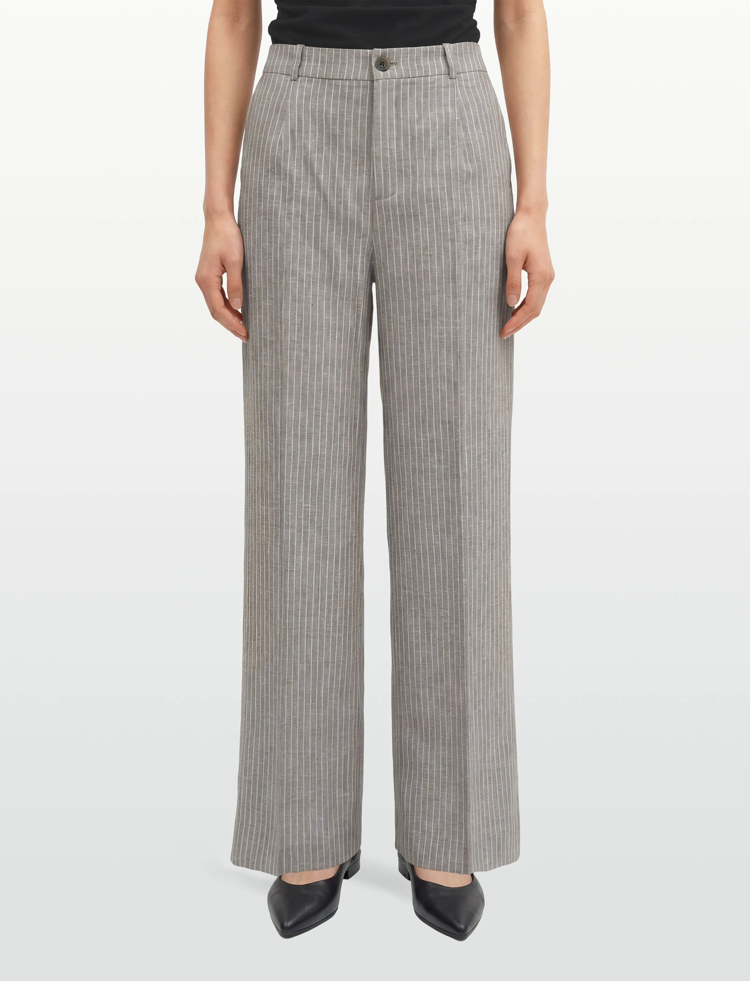 Lexington Clothing - Cleo Linen Blend Tailored Pants - hørbukser - brown/white stripe - 3