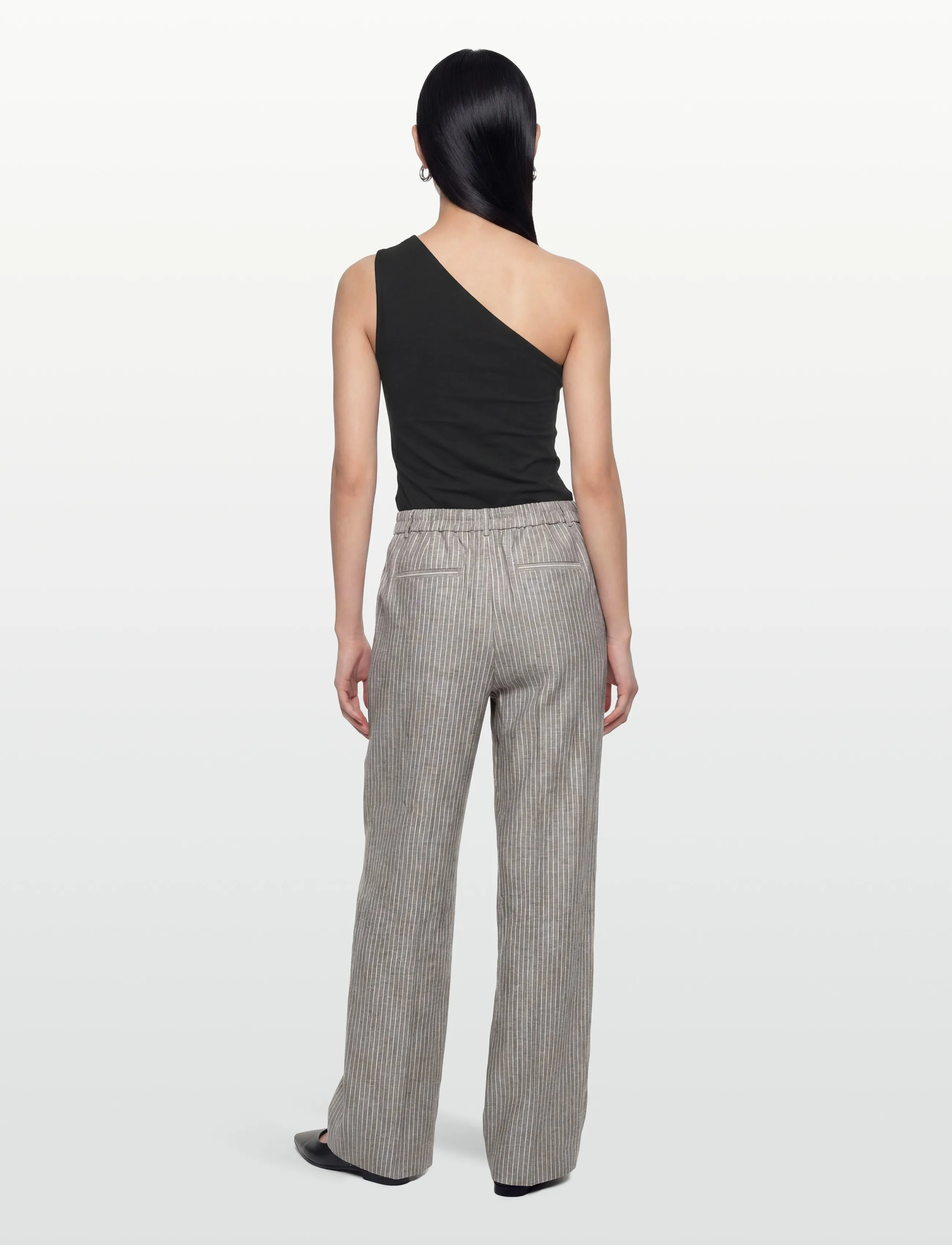 Lexington Clothing - Cleo Linen Blend Tailored Pants - hørbukser - brown/white stripe - 4