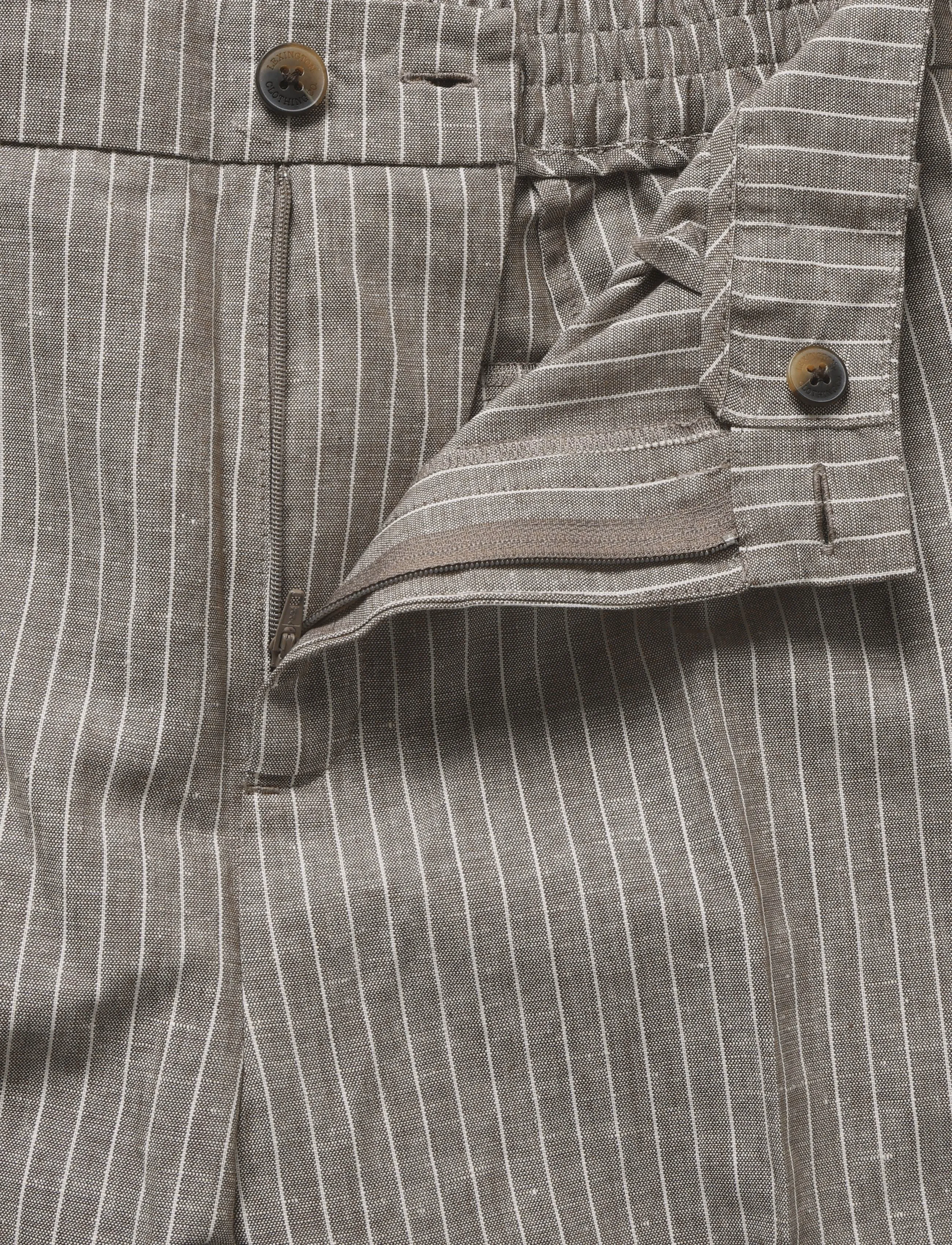Lexington Clothing - Cleo Linen Blend Tailored Pants - hørbukser - brown/white stripe - 5