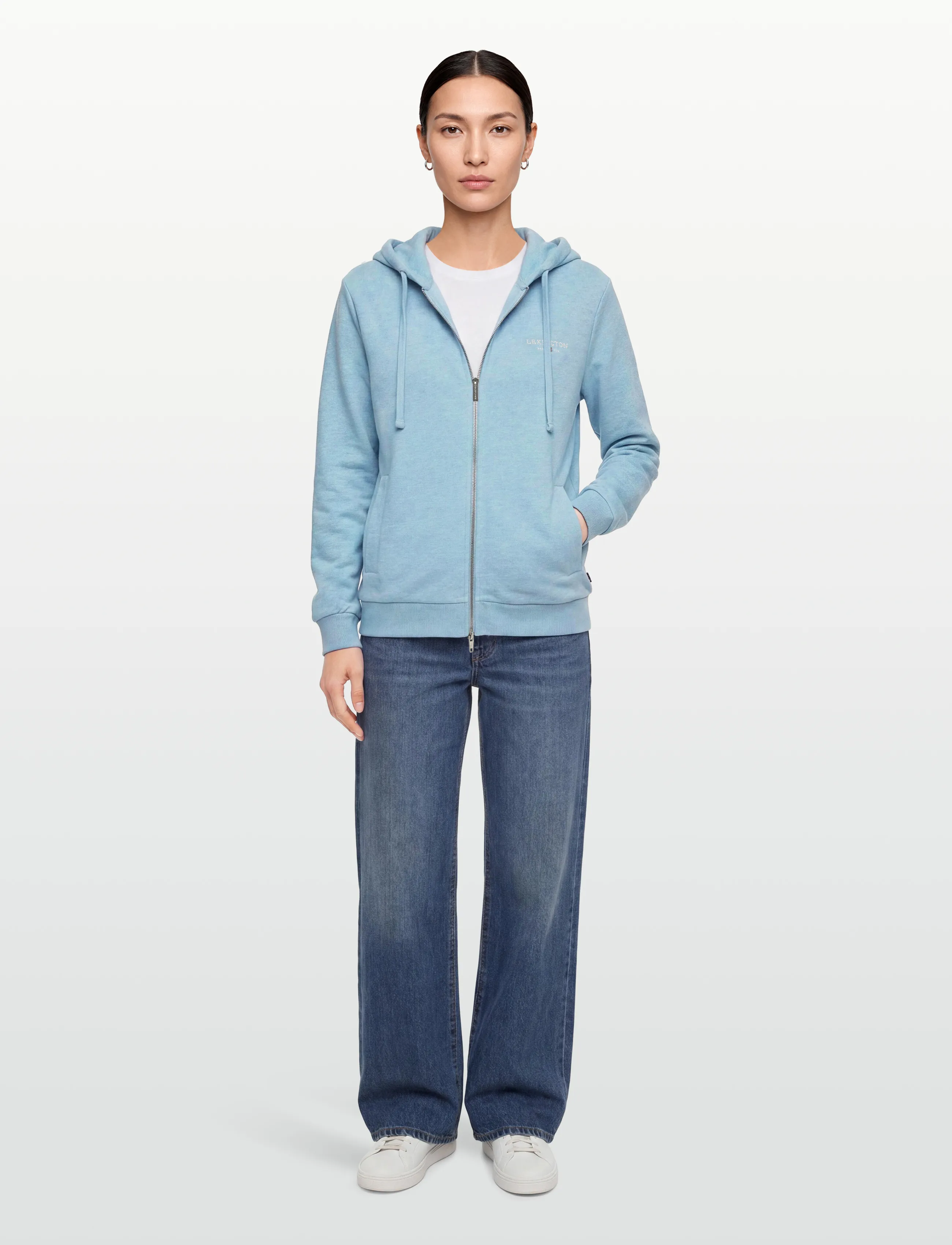 Lexington Clothing - Chloe Zip Hood - hættetrøjer - light blue melange - 0