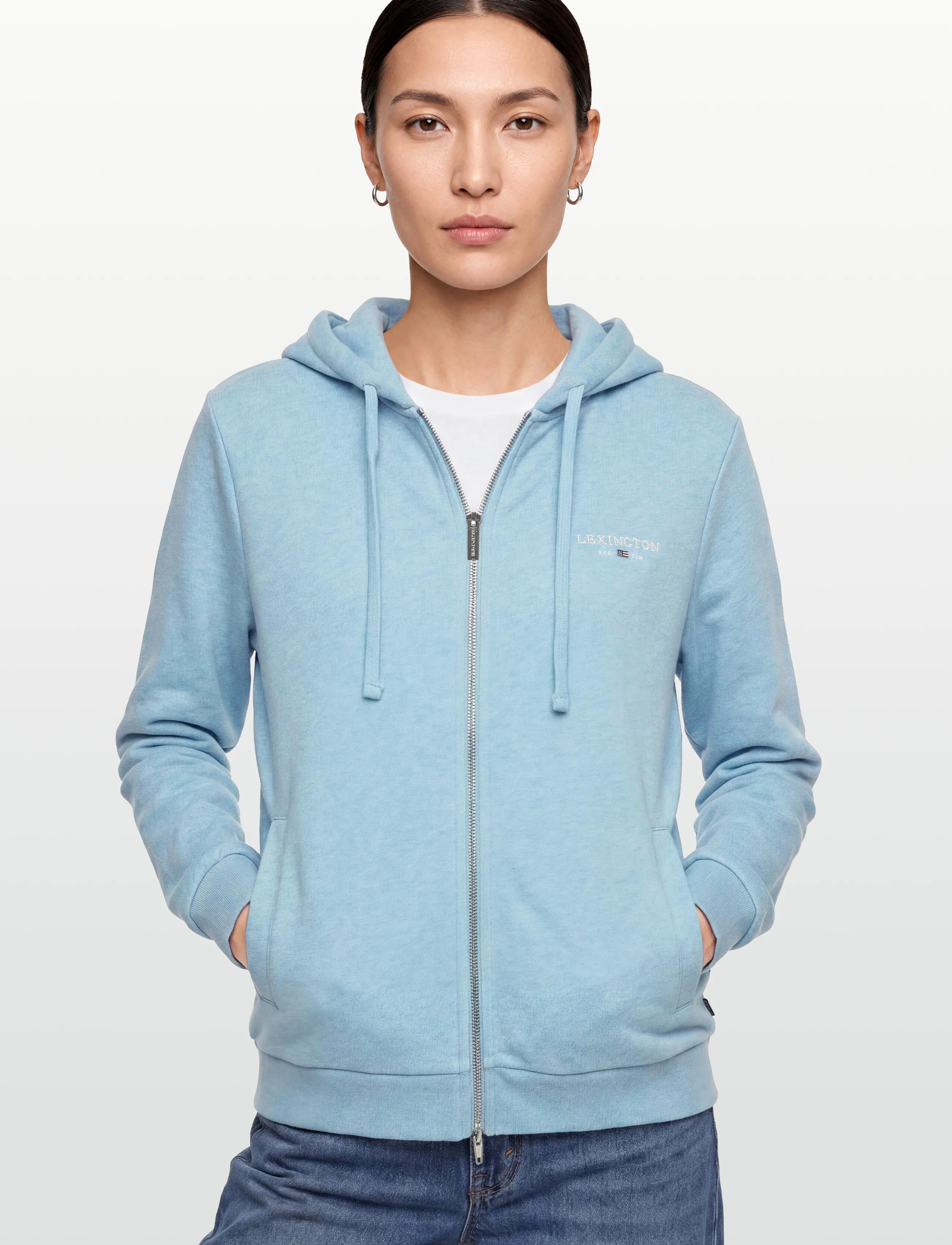 Lexington Clothing - Chloe Zip Hood - hættetrøjer - light blue melange - 3