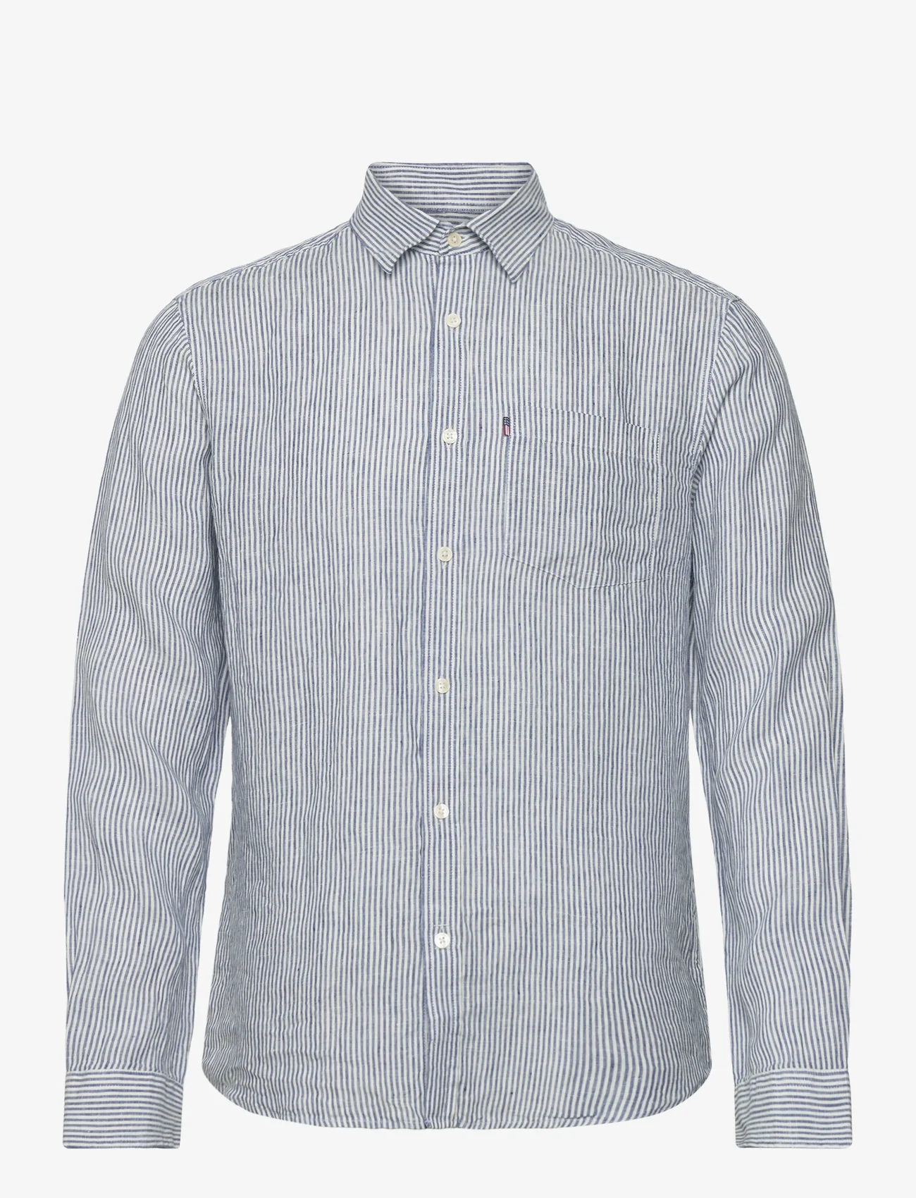 Lexington Clothing - Ryan Linen Shirt - lininiai marškiniai - white/blue stripe - 0