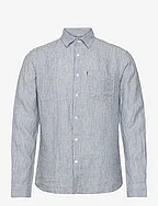 Ryan Linen Shirt - WHITE/BLUE STRIPE