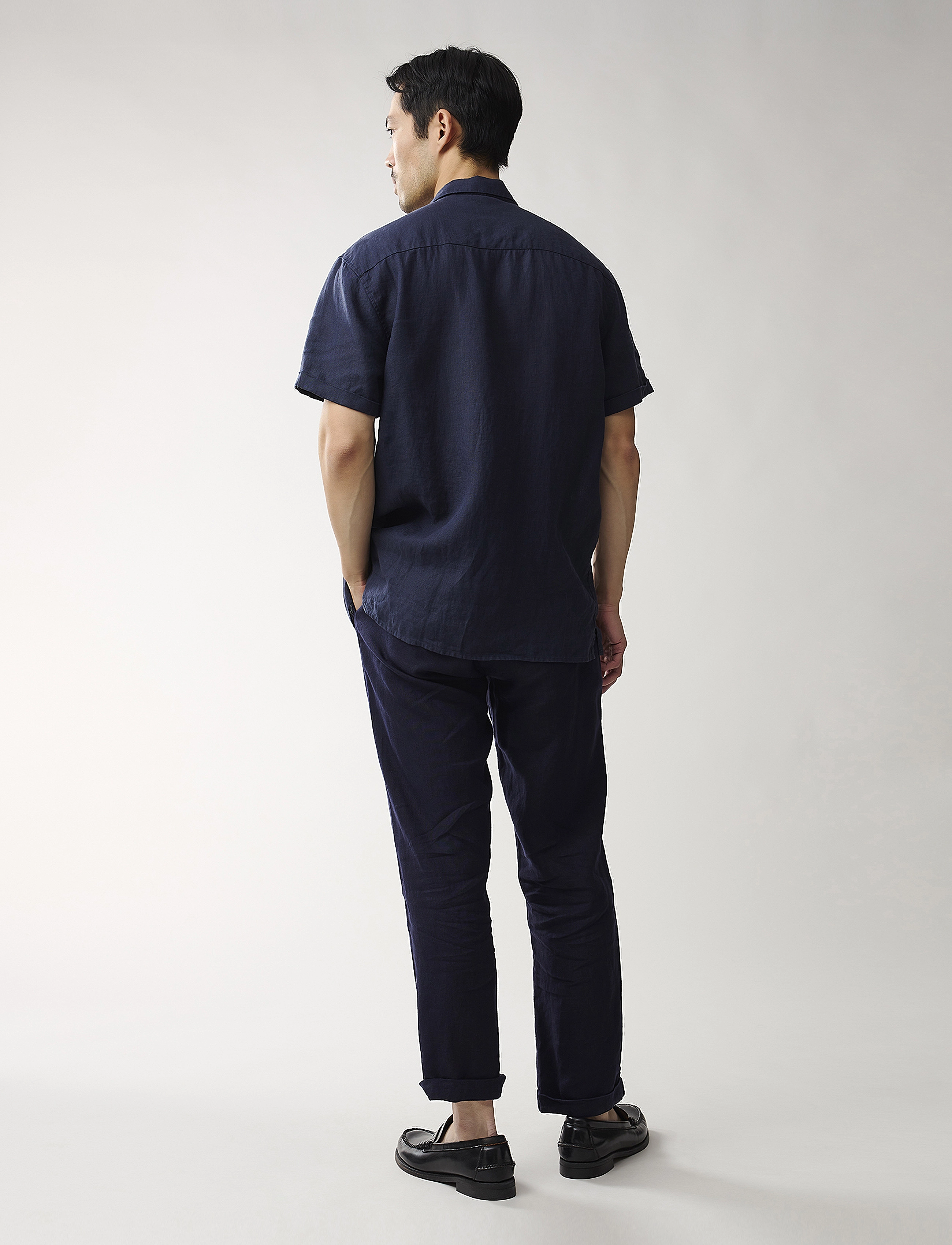 Lexington Clothing - Pablo Cotton Linen Blend Shirt - dark blue - 3