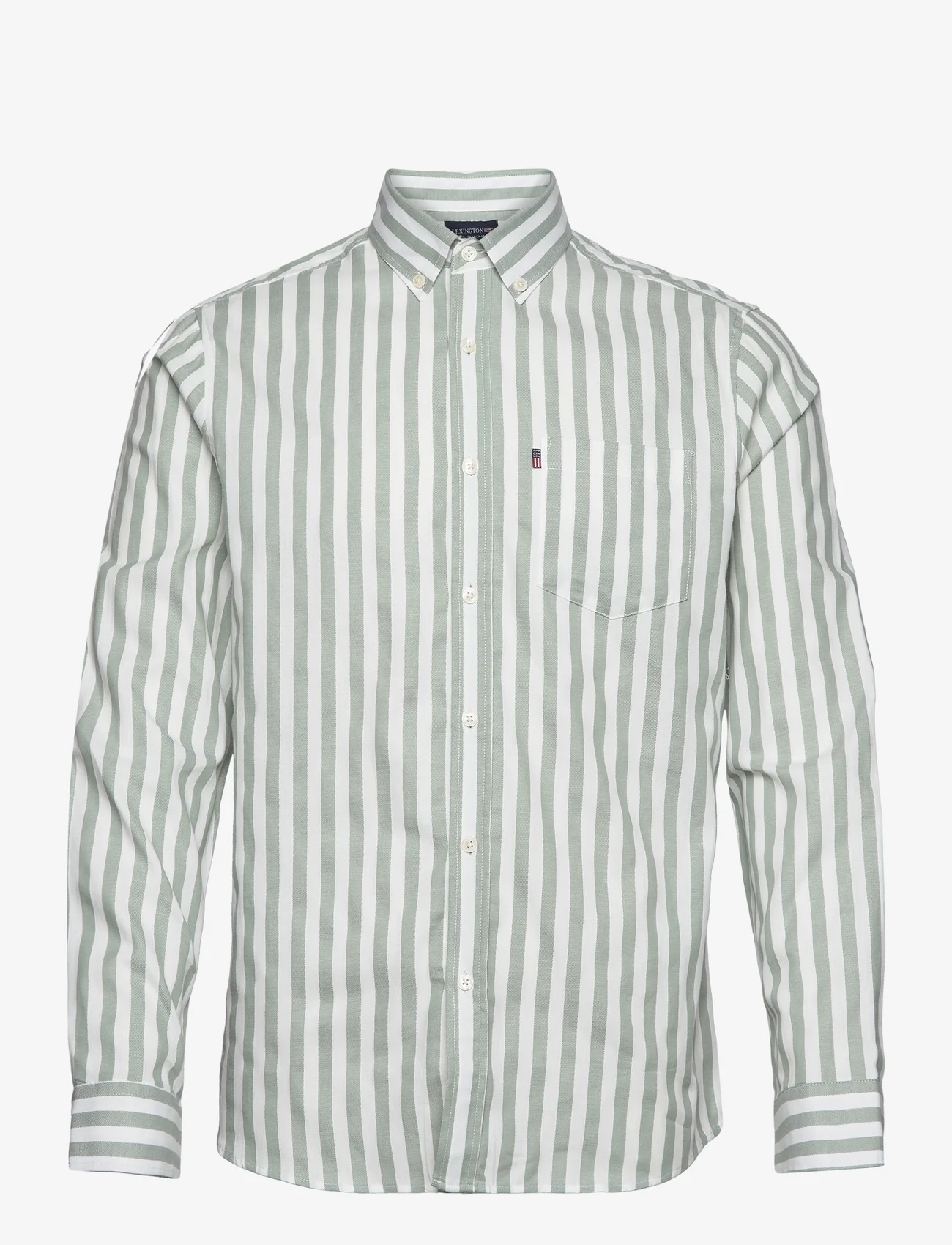 Lexington Clothing - Fred Striped Shirt - kasdienio stiliaus marškiniai - green/white stripe - 0