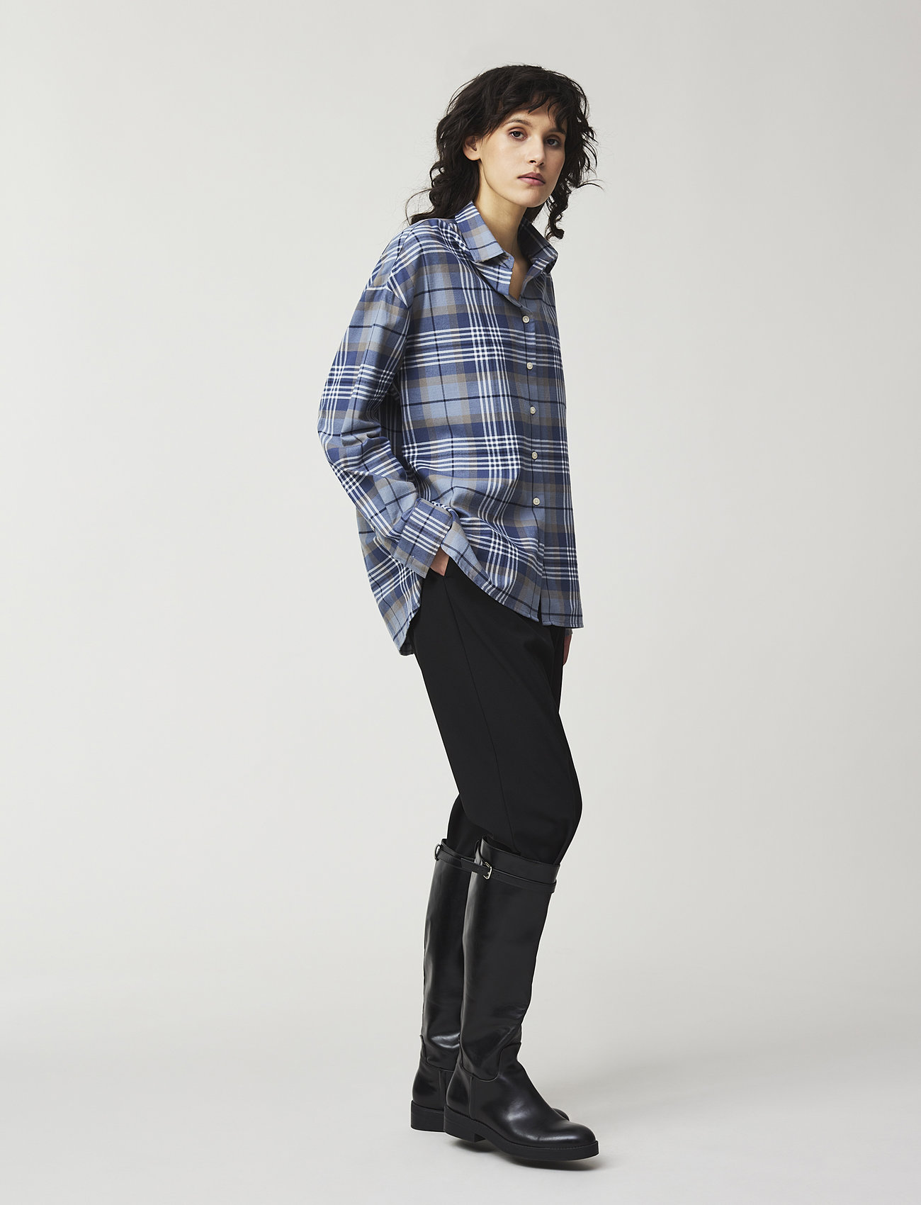 Lexington Clothing - Edith Organic Cotton Check Flannel Shirt - pikkade varrukatega särgid - blue multi check - 1