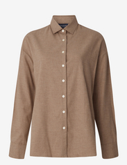 Lexington Clothing - Edith Cotton Melange Flannel Shirt - langermede skjorter - light brown melange - 0