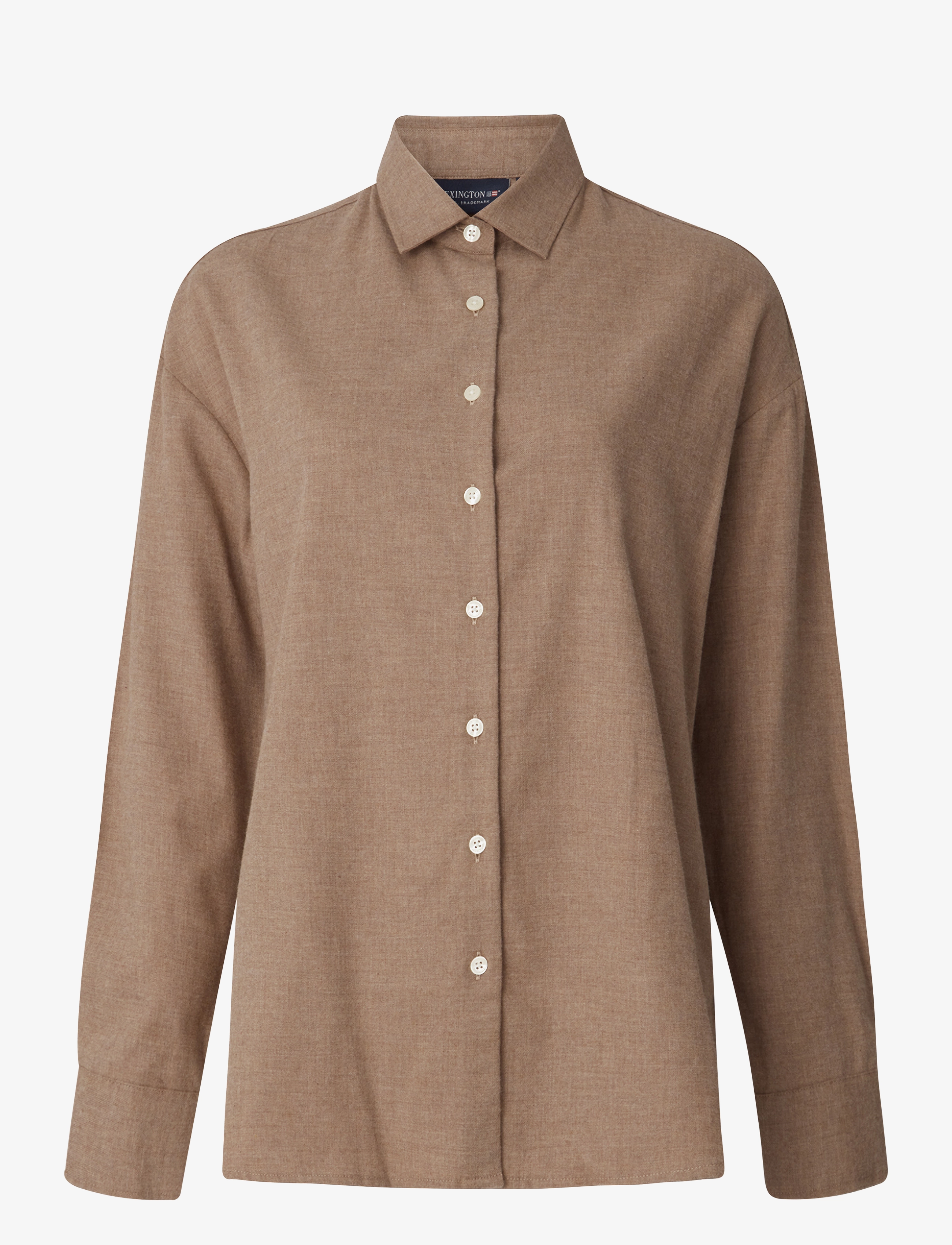 Lexington Clothing - Edith Cotton Melange Flannel Shirt - light brown melange - 0
