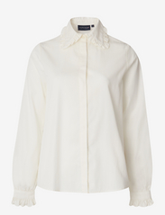Lexington Clothing - Kristin Lyocell/Cotton Blend Ruffle Blouse - long-sleeved blouses - offwhite - 0