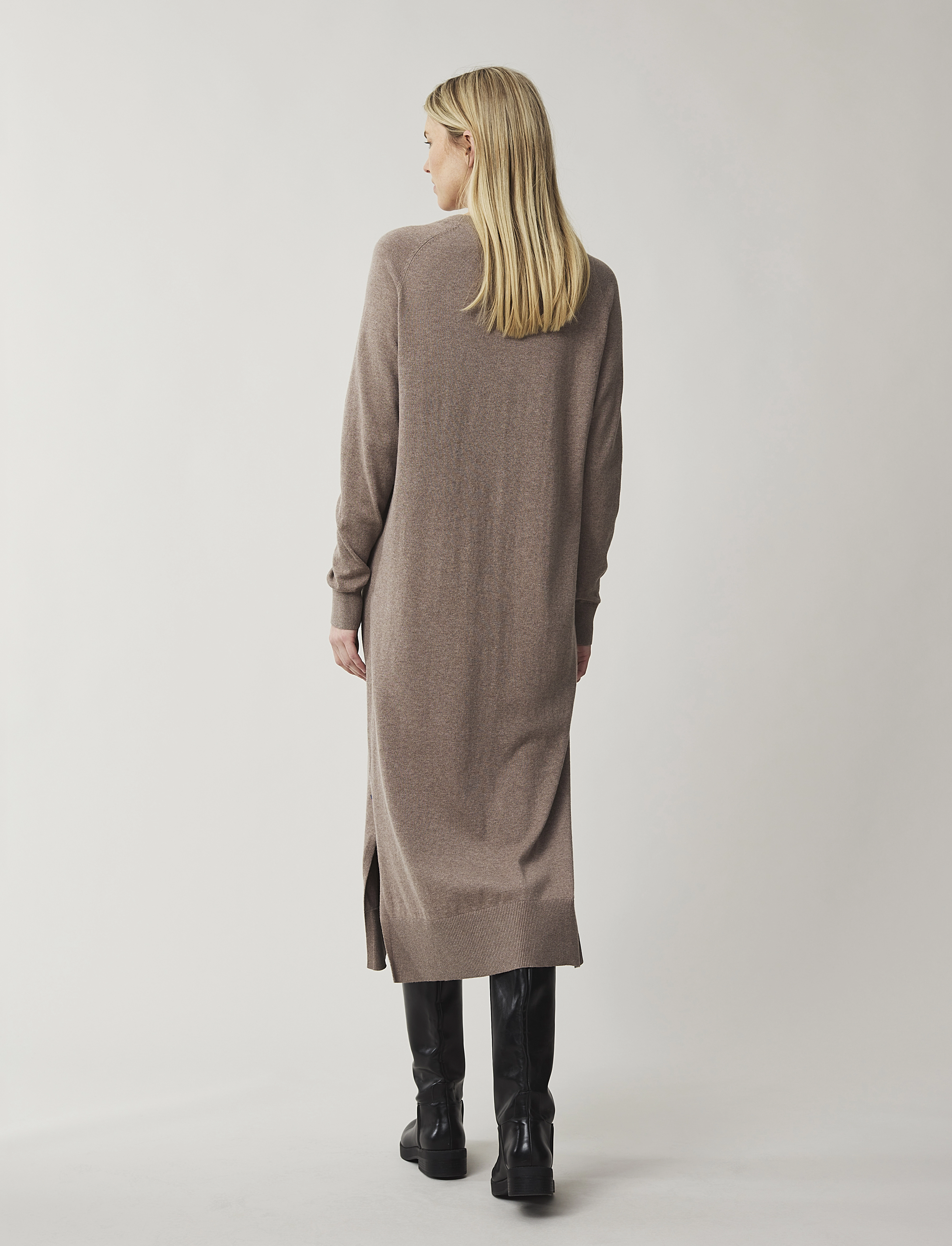 Lexington Clothing - Ivana Cotton/Cashmere Knitted Dress - light brown melange - 2