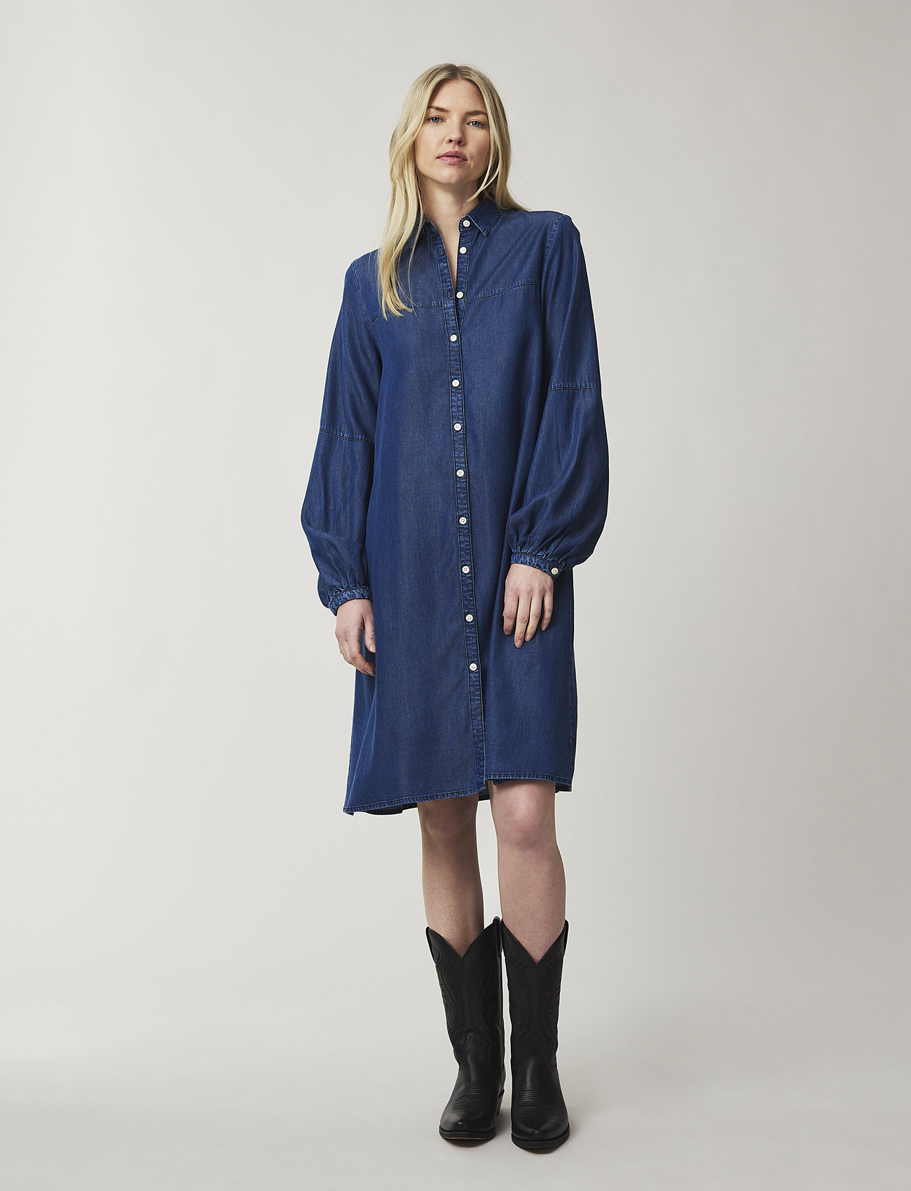 Lexington Clothing - Elaine Lyocell Shirt Dress - jeansklänningar - medium blue - 1