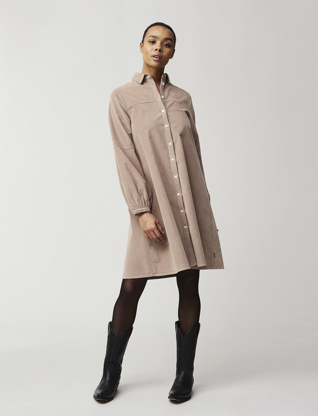 Lexington Clothing - Elaine Corduroy Shirt Dress - skjortklänningar - light brown - 1