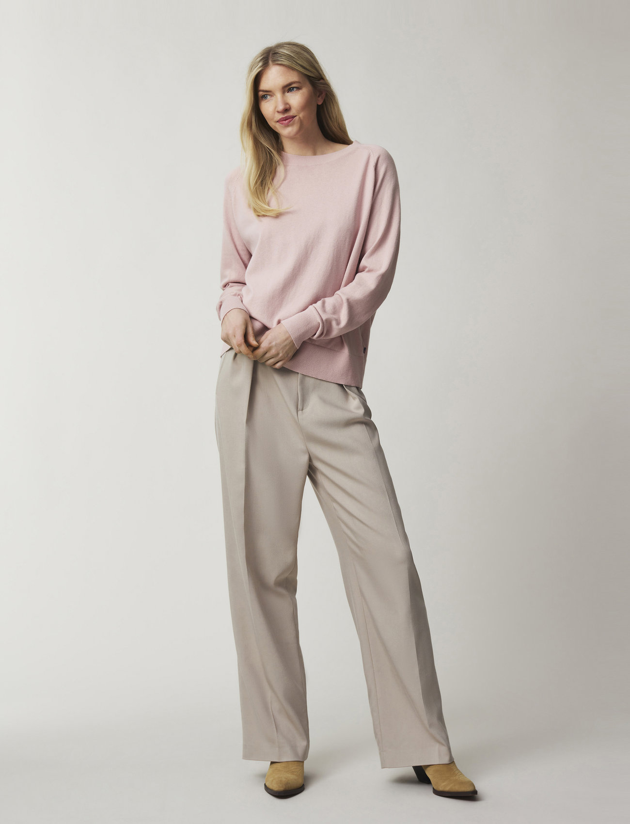 Lexington Clothing - Freya Cotton/Cashmere Sweater - jumpers - pink melange - 1