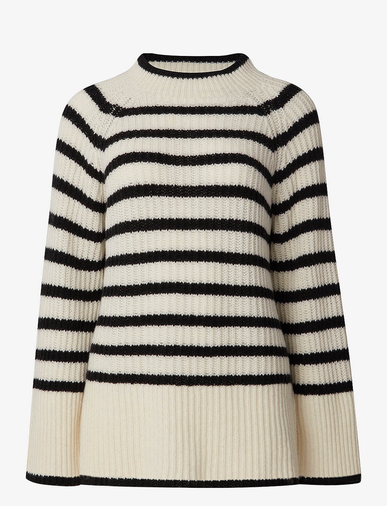 Lexington Clothing - Elisabeth Recycled Wool Mock Neck Sweater - neulepuserot - black/white stripe - 0