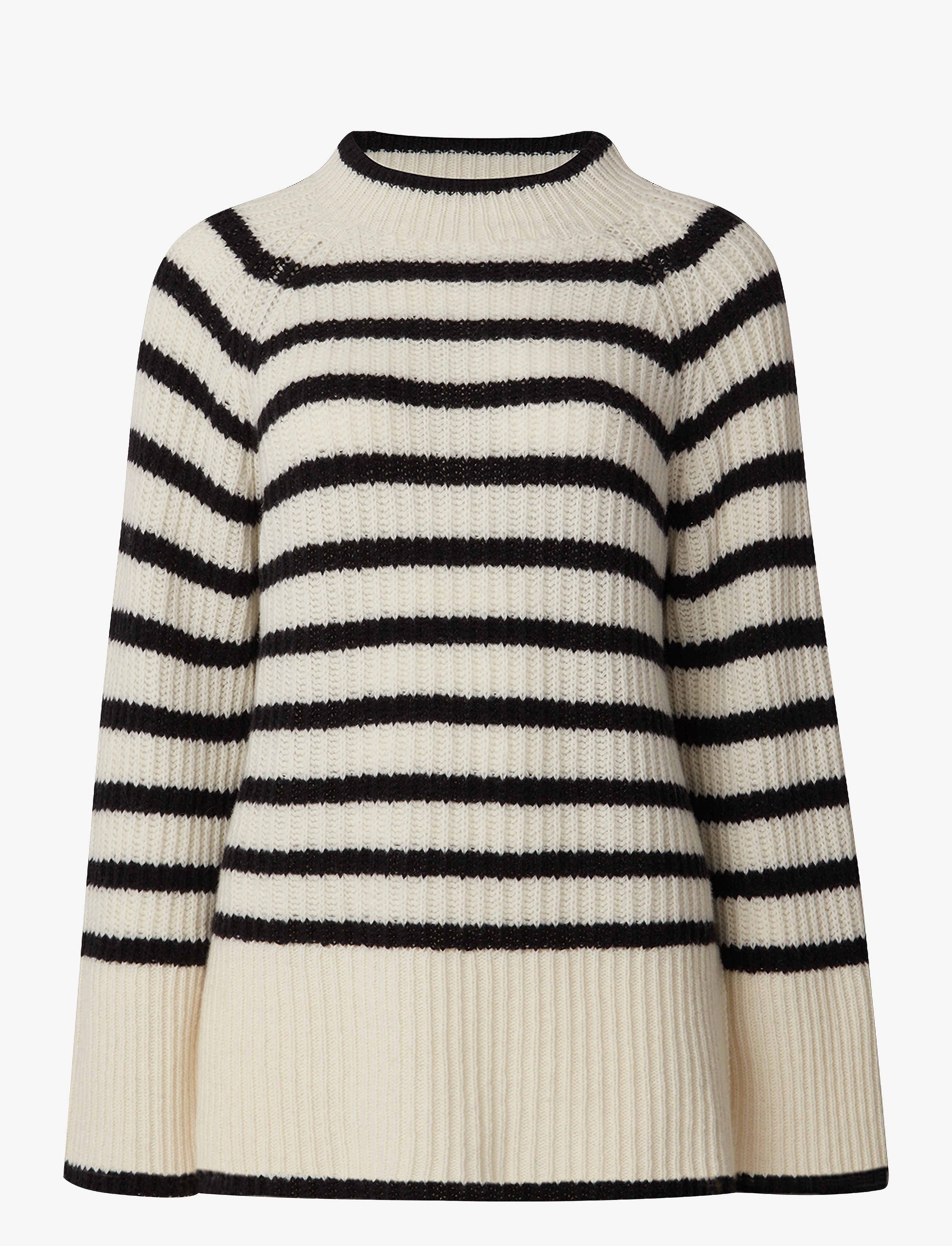Lexington Clothing - Elisabeth Recycled Wool Mock Neck Sweater - black/white stripe - 1