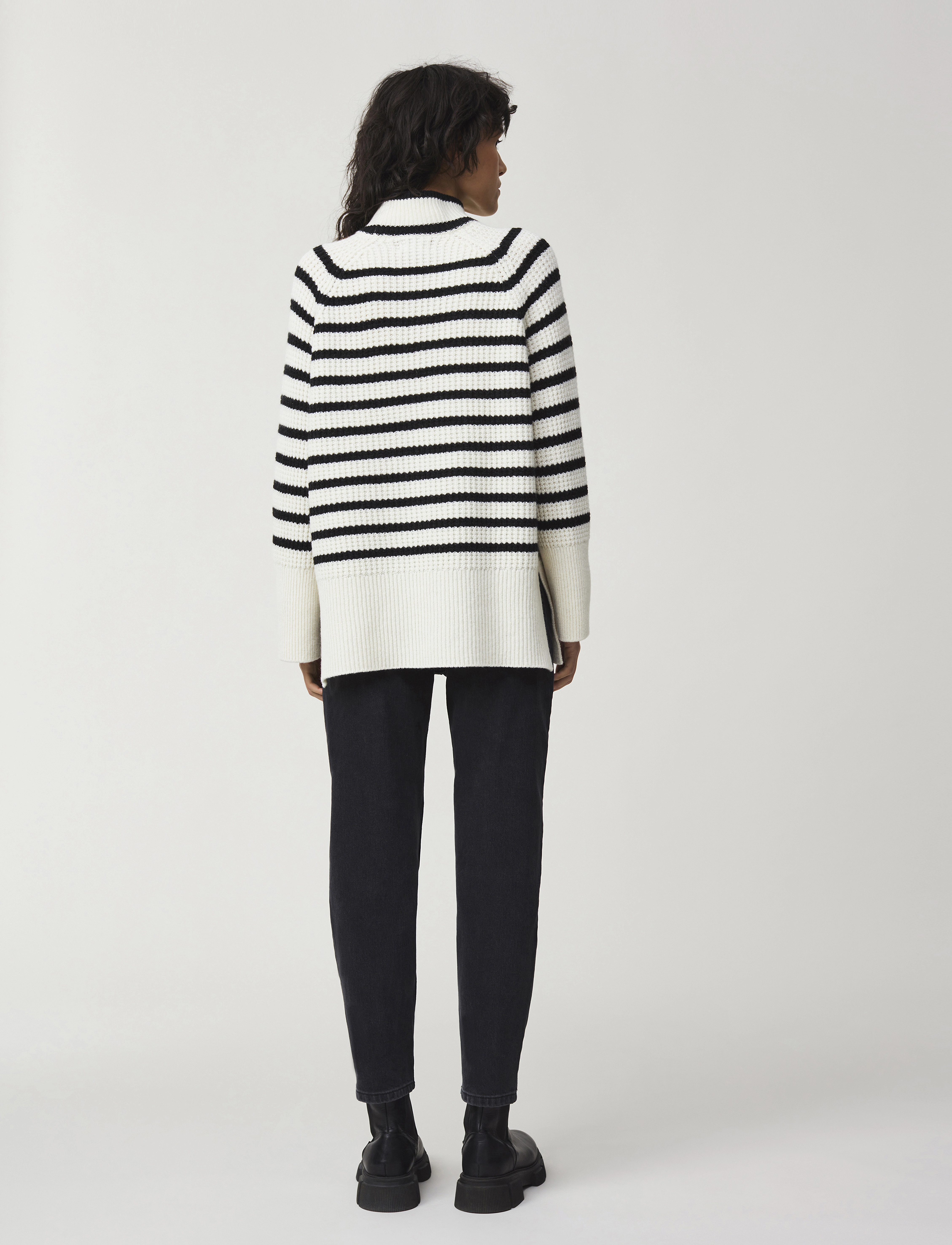 Lexington Clothing - Elisabeth Recycled Wool Mock Neck Sweater - black/white stripe - 2