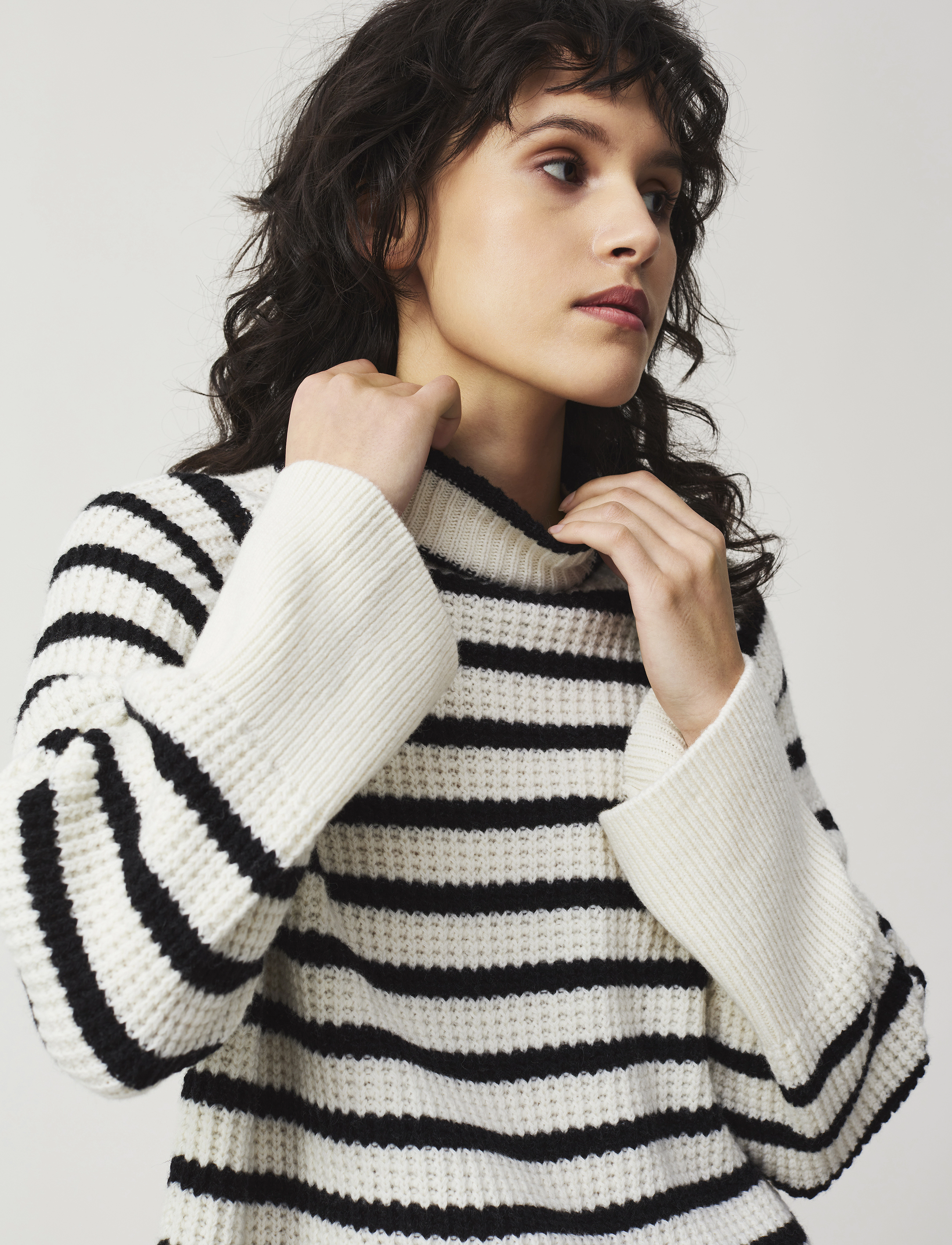 Lexington Clothing - Elisabeth Recycled Wool Mock Neck Sweater - black/white stripe - 3