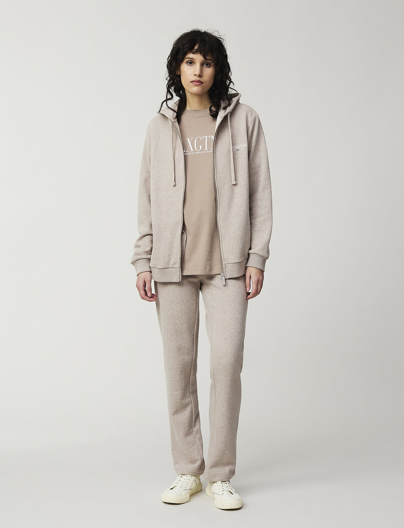 Lexington Clothing - Chloe Zip Hood - hoodies - light brown melange - 1