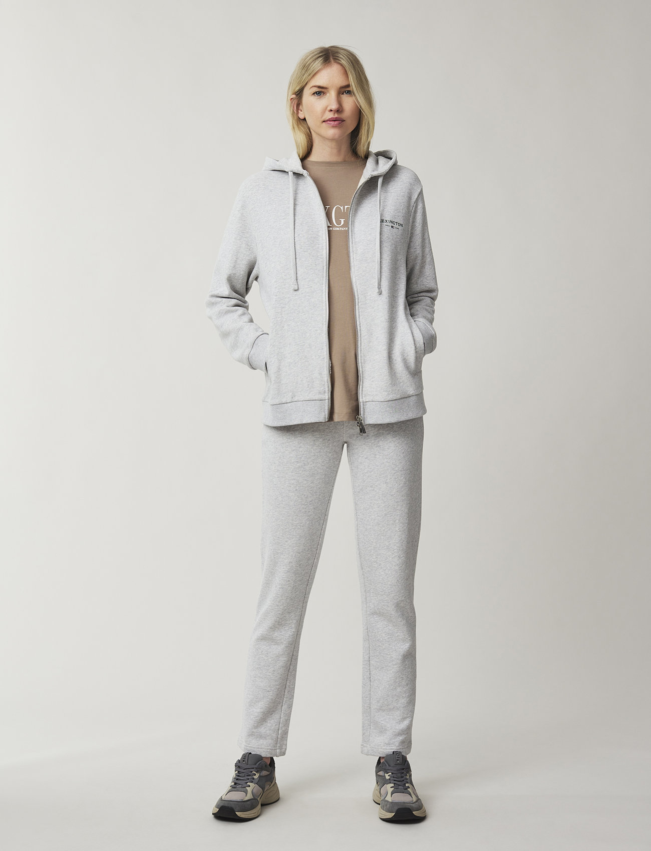 Lexington Clothing - Chloe Zip Hood - hoodies - light grey melange - 1