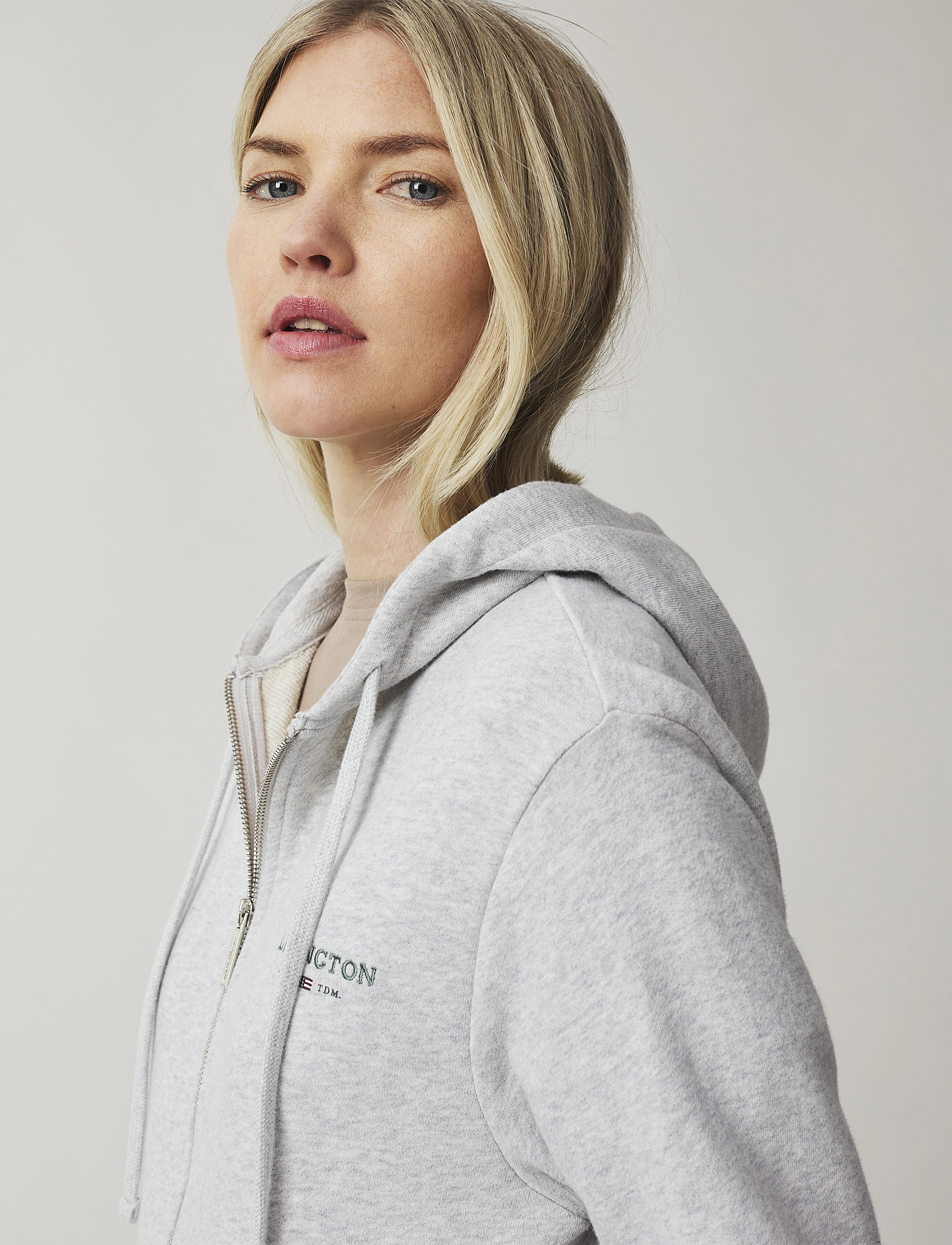 Lexington Clothing - Chloe Zip Hood - light grey melange - 3