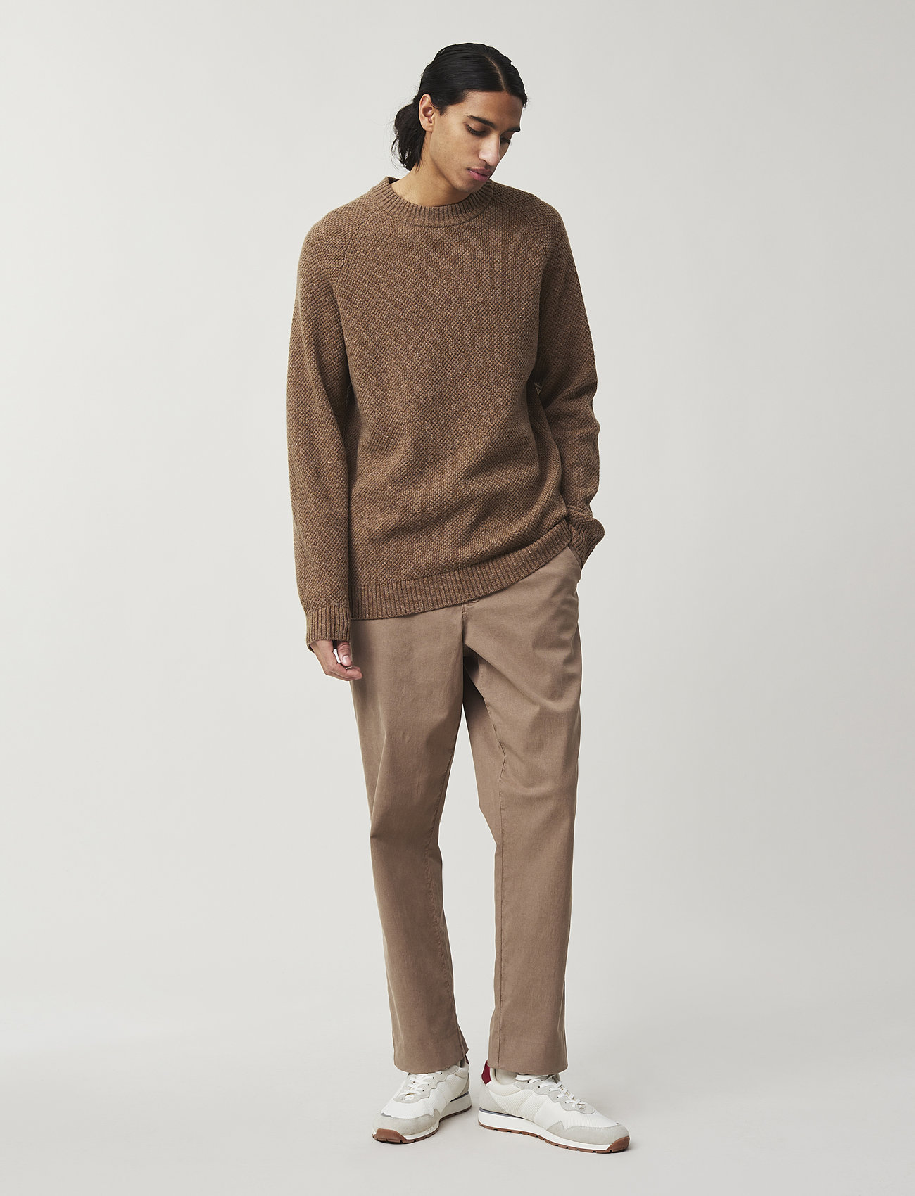 Lexington Clothing - Felix Donegal Sweater - knitted round necks - brown - 1
