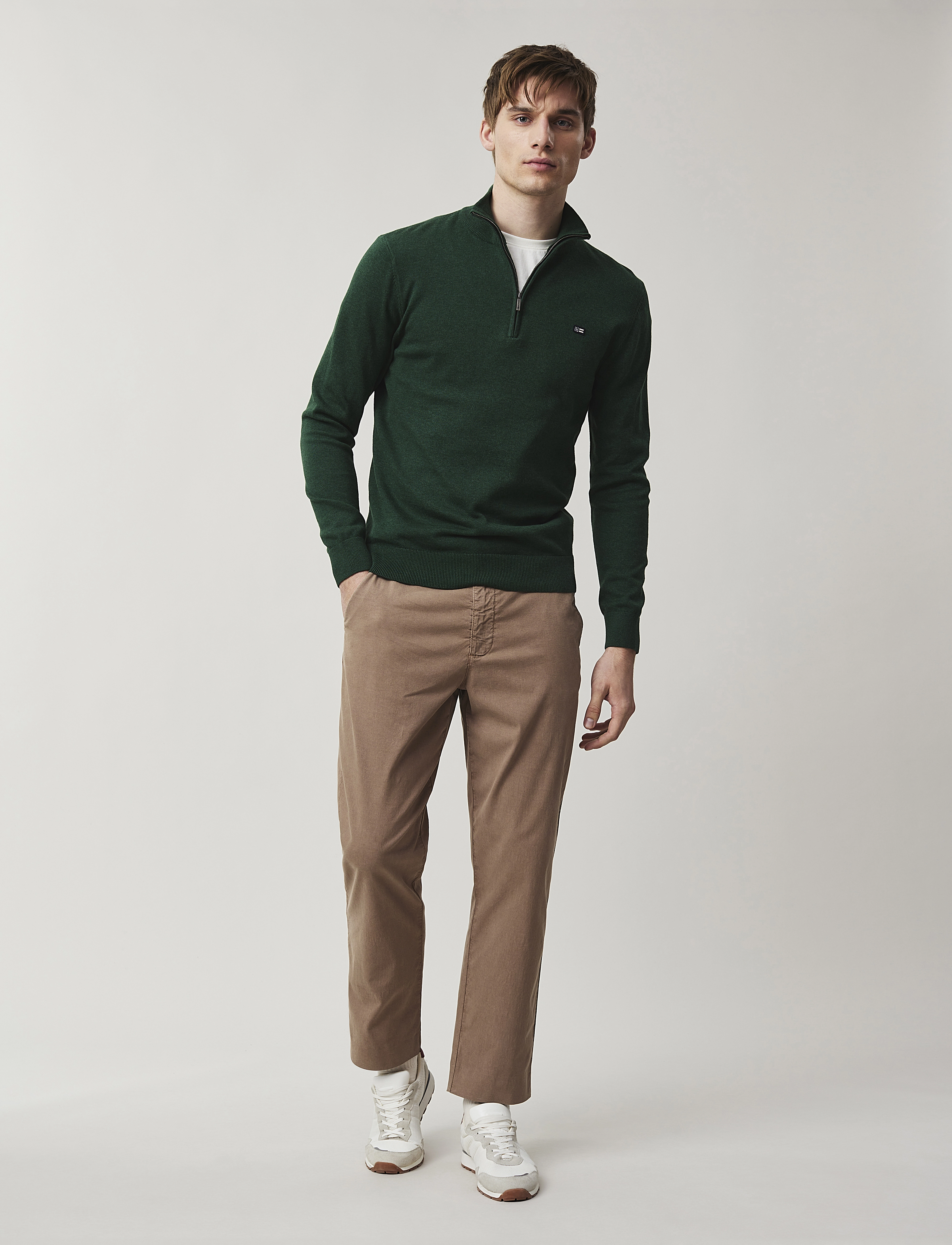 Lexington Clothing - Clay Cotton Half-Zip Sweater - green - 1