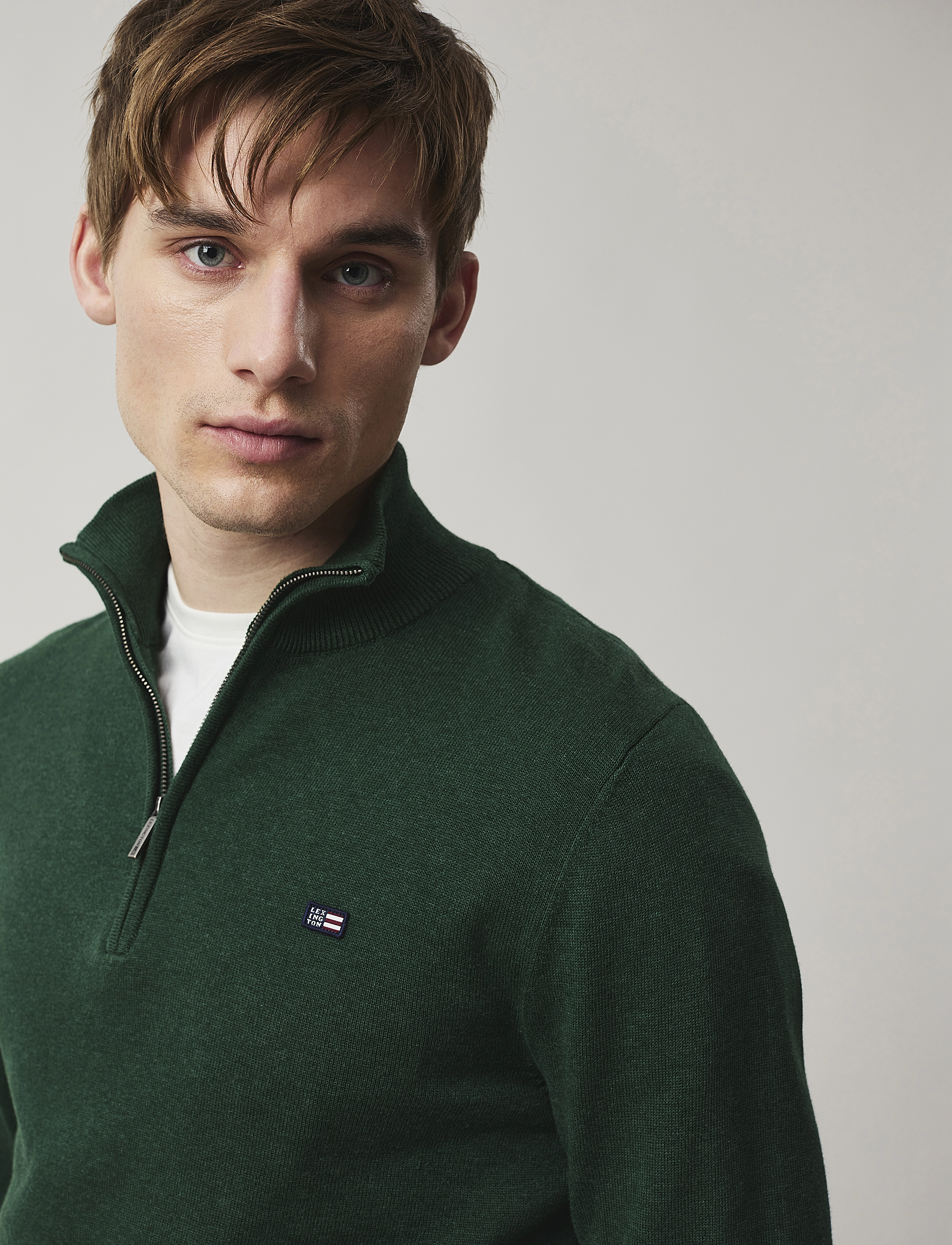 Lexington Clothing - Clay Cotton Half-Zip Sweater - green - 3