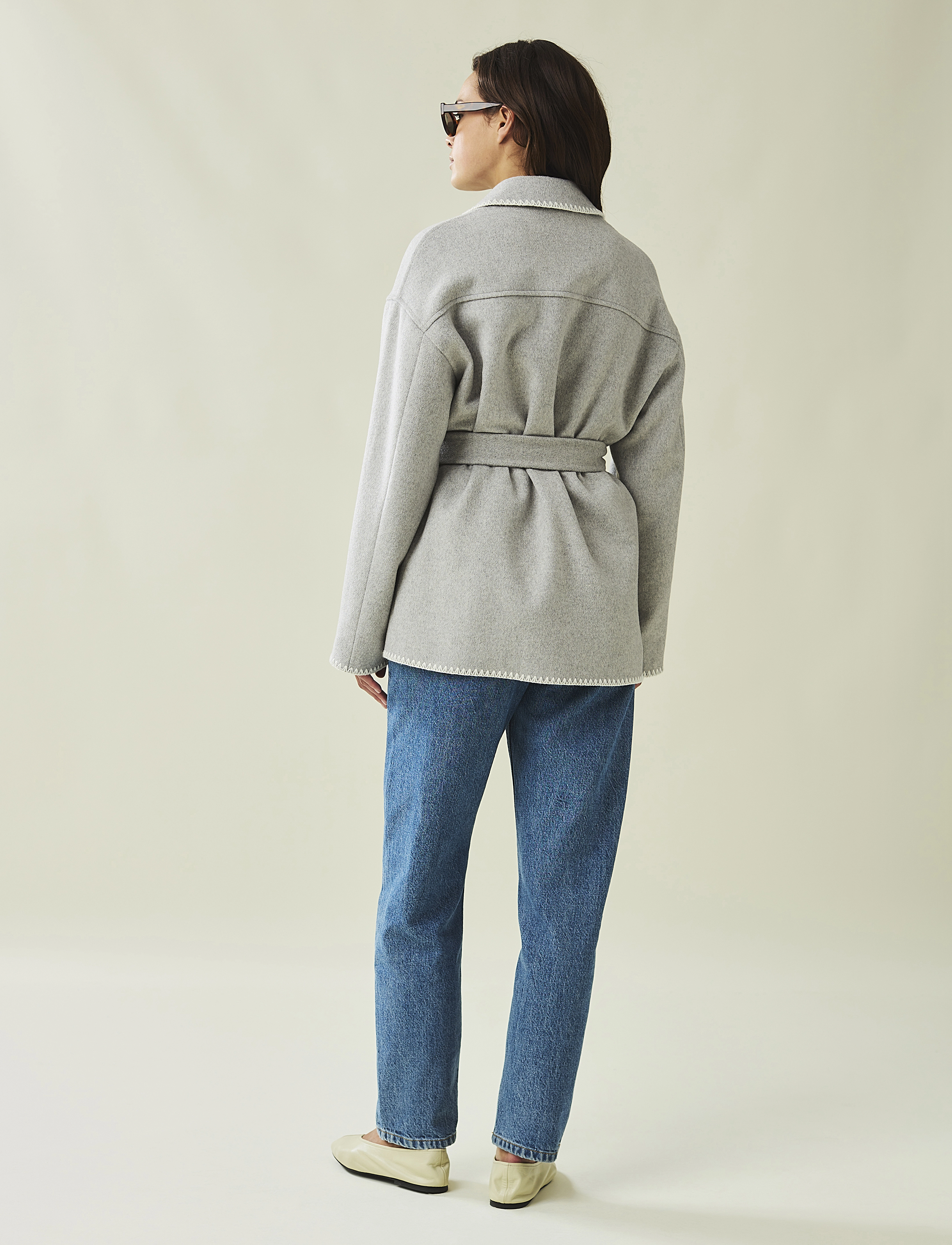 Lexington Clothing - Miriam Wool Blend Blanket Stitch Jacket - gray melange - 2