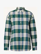 Edith Organic Cotton Flannel Check Shirt - GREEN/BLUE CHECK