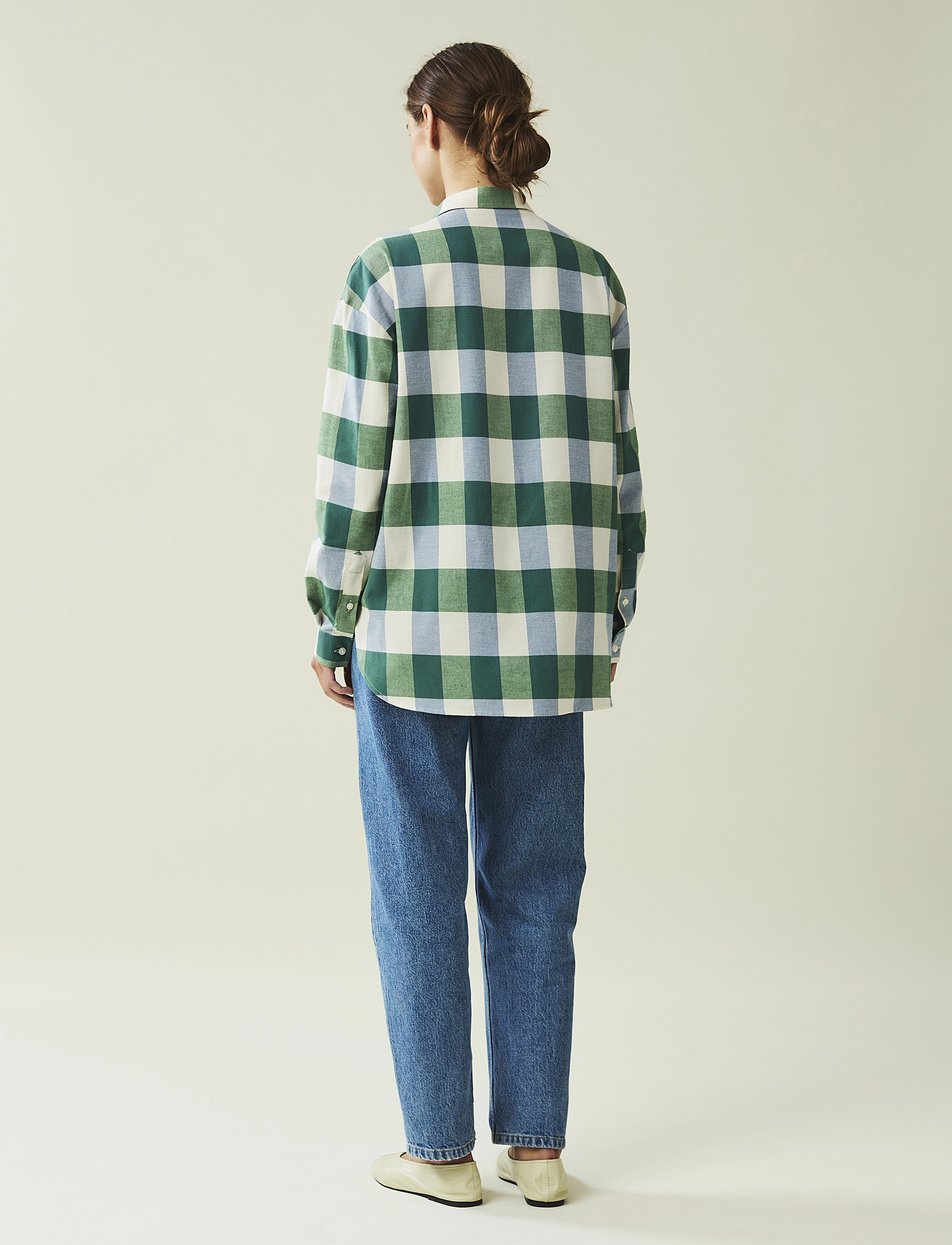 Lexington Clothing - Edith Organic Cotton Flannel Check Shirt - green/blue check - 3