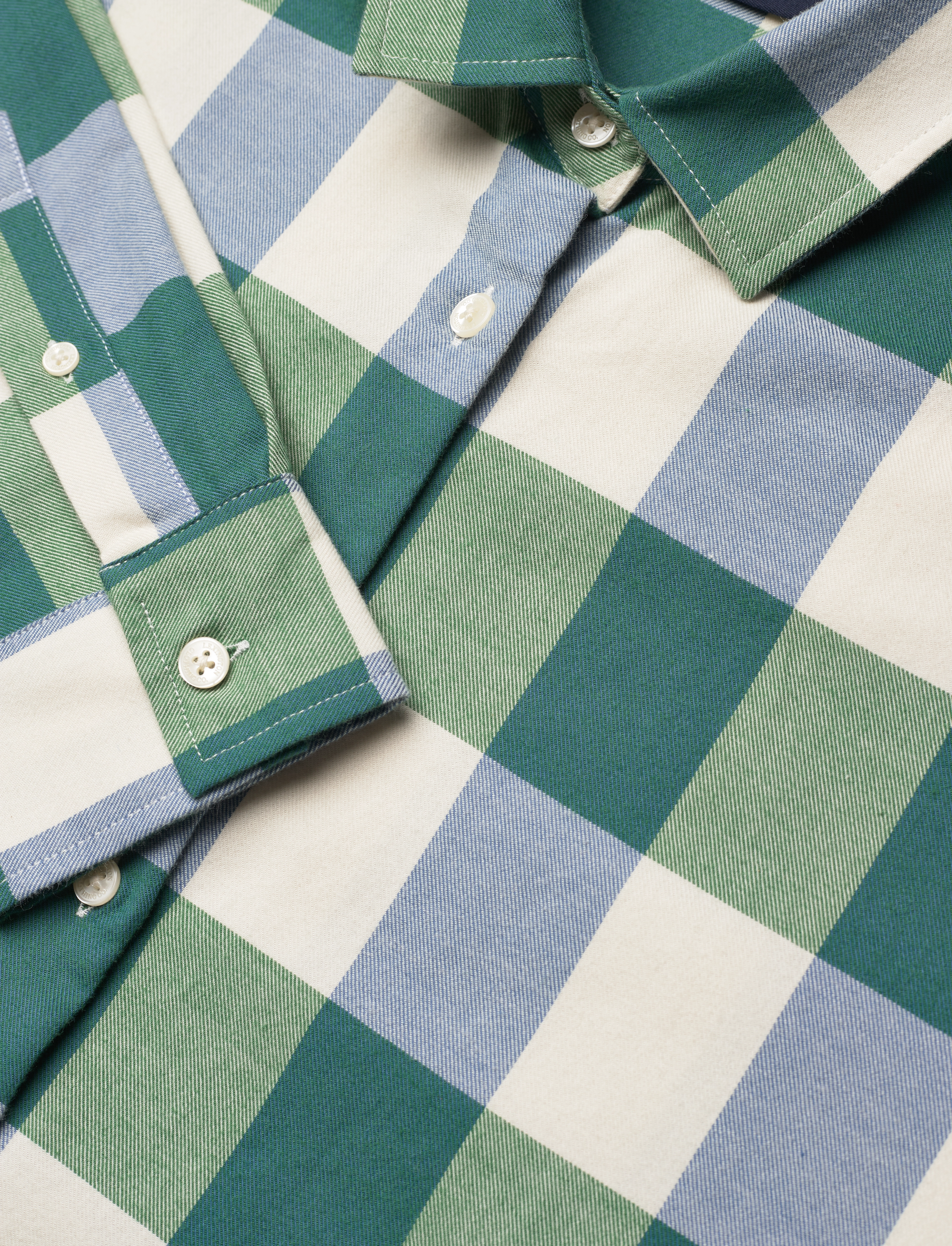 Lexington Clothing - Edith Organic Cotton Flannel Check Shirt - green/blue check - 5