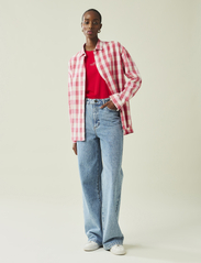 Lexington Clothing - Edith Organic Cotton Flannel Check Shirt - langermede skjorter - pink/red check - 0