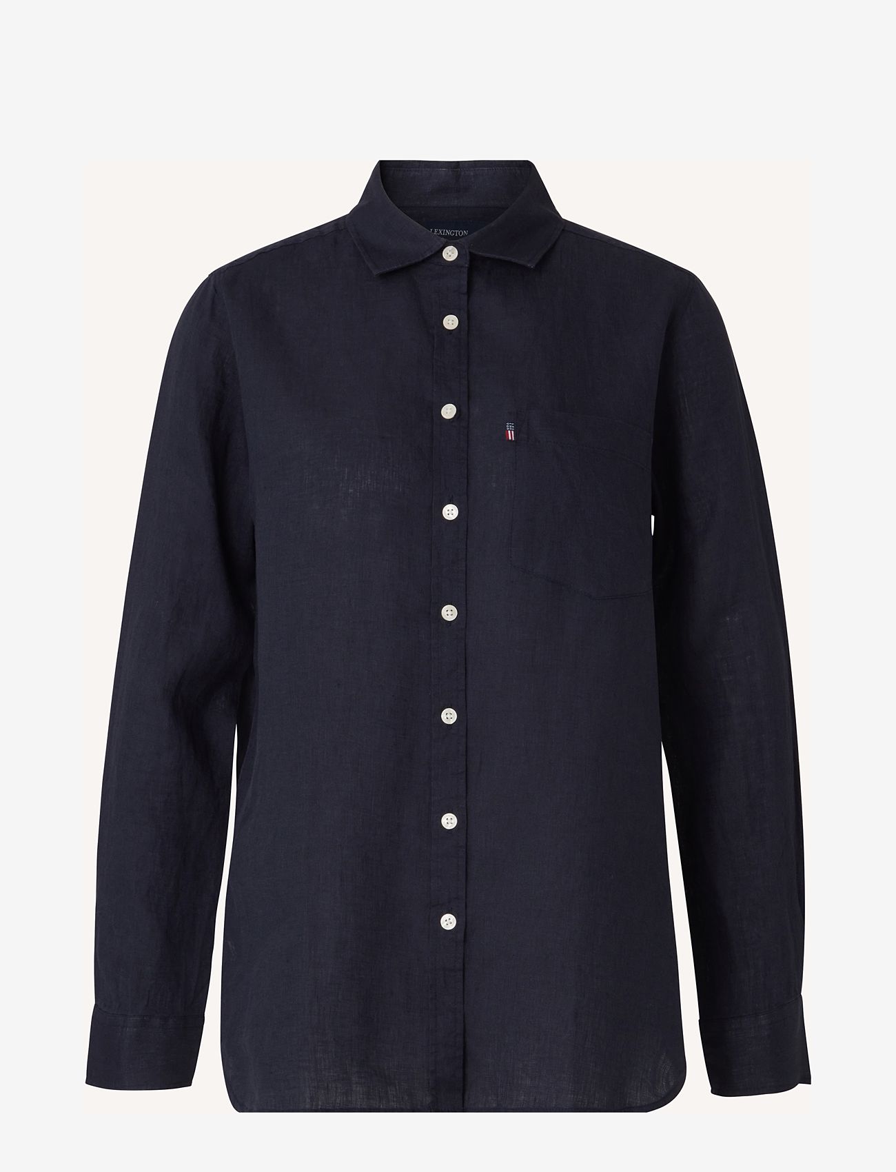 Lexington Clothing - Isa Linen Shirt - long-sleeved shirts - dark blue - 0