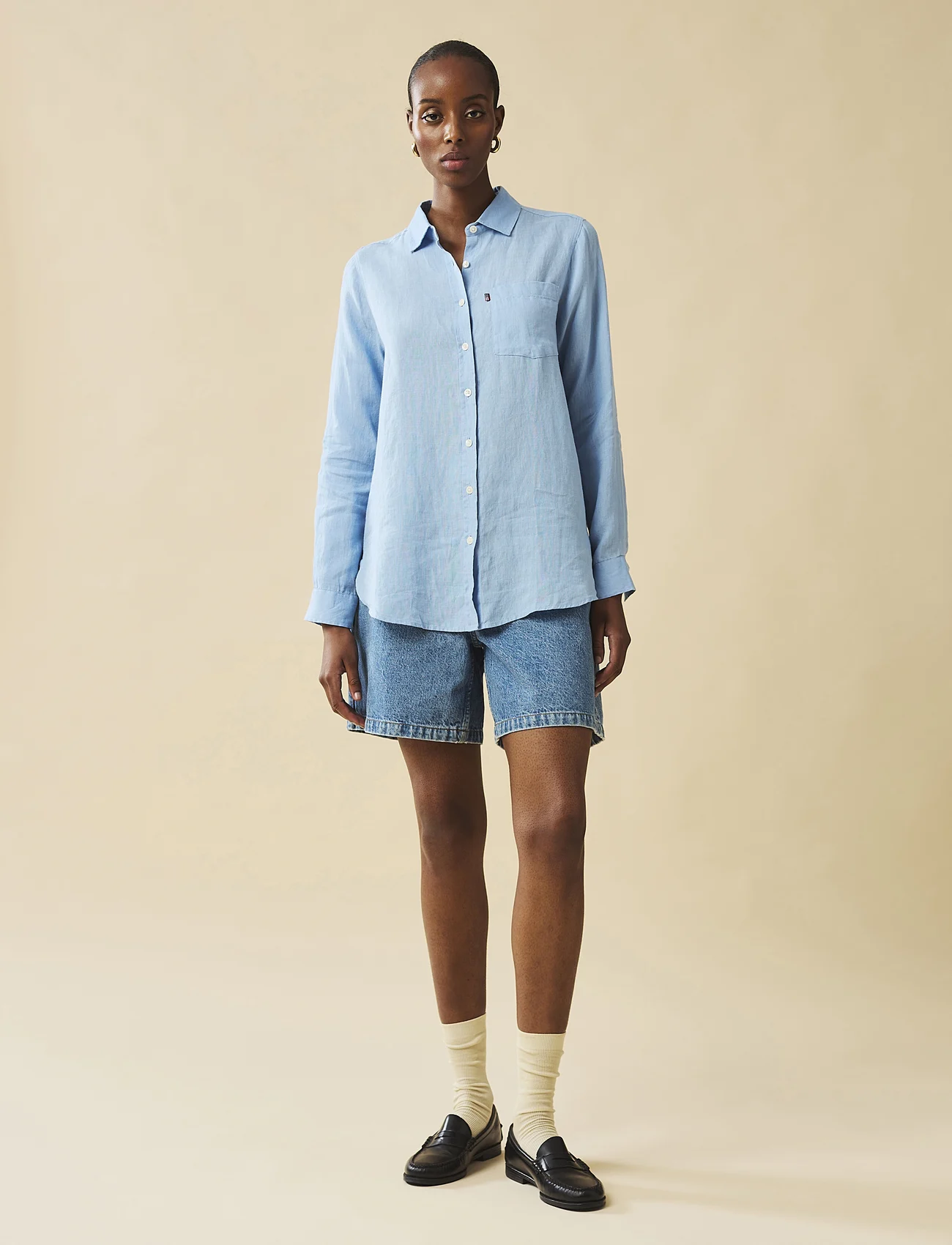 Lexington Clothing - Isa Linen Shirt - langärmlige hemden - light blue - 1