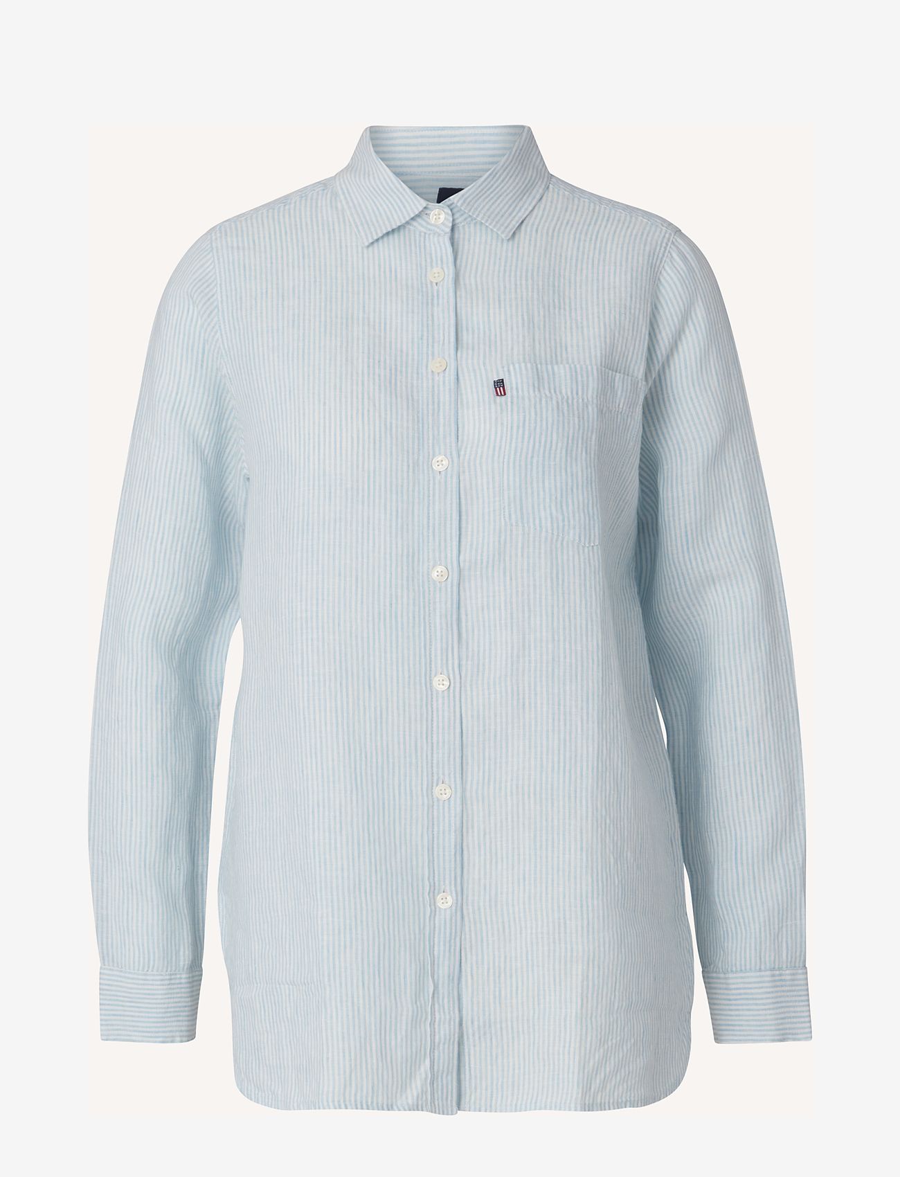 Lexington Clothing - Isa Linen Shirt - langermede skjorter - lt blue/white stripe - 0