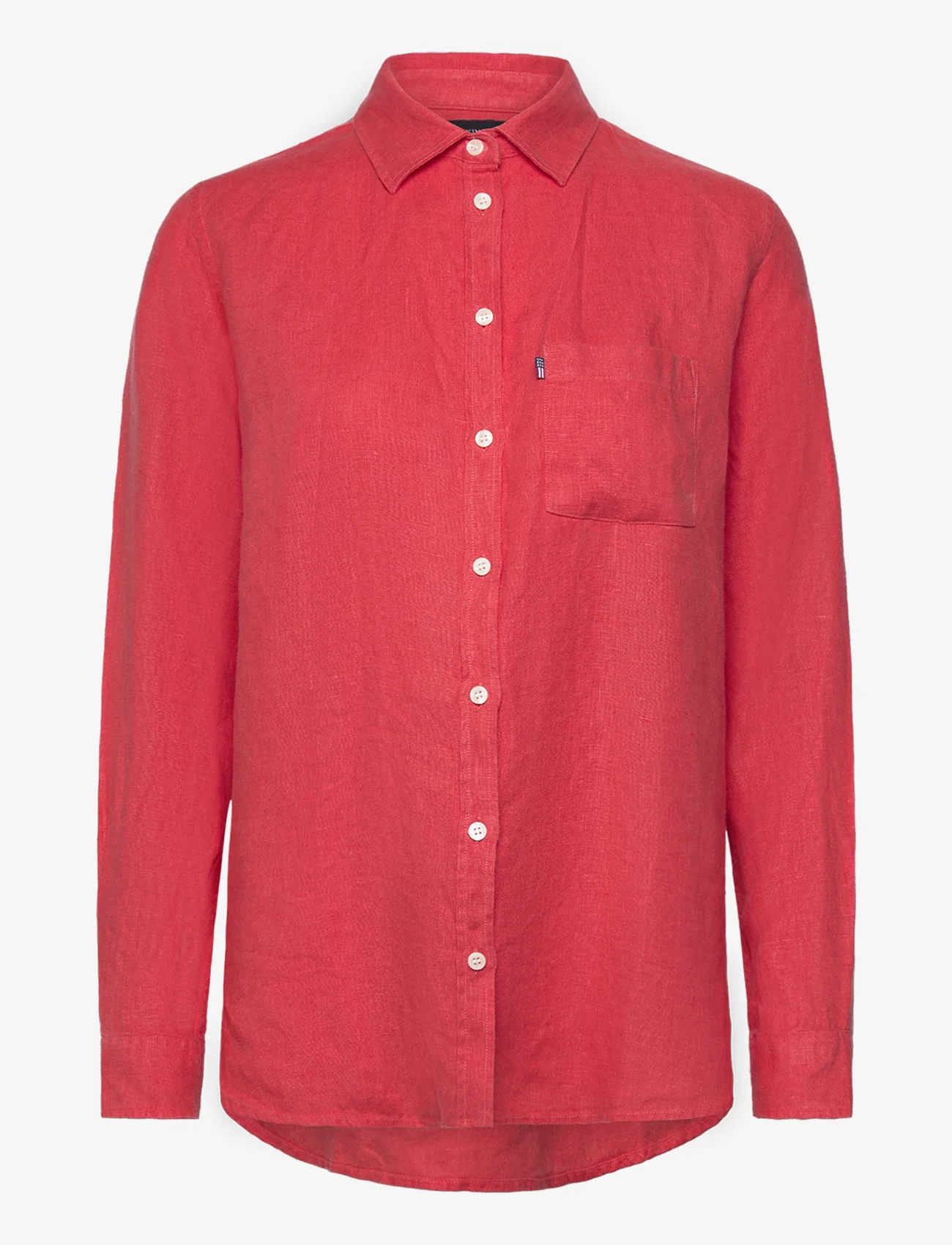Lexington Clothing - Isa Linen Shirt - long-sleeved shirts - red - 0