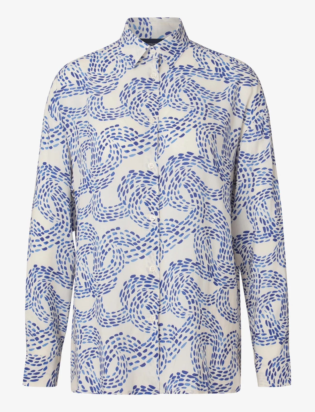 Lexington Clothing - Edith Dot Print Viscose Shirt - krekli ar garām piedurknēm - blue print - 0