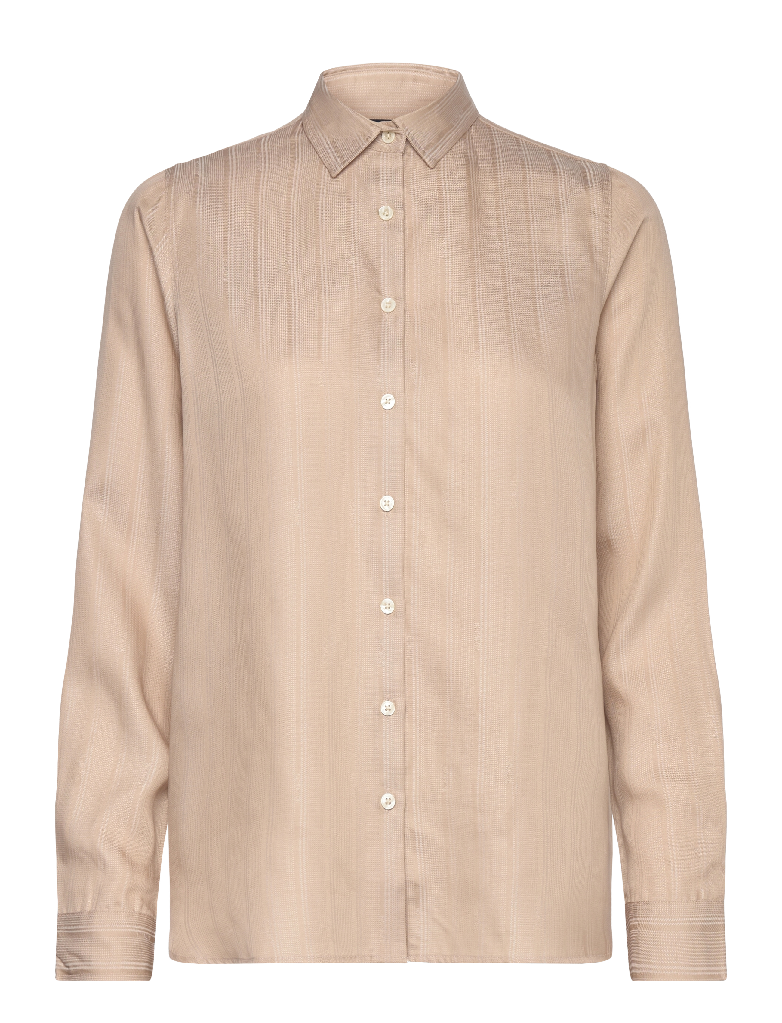 LEXINGTON CLOTHING Sanna Jacquard Stripe Lyocell Shirt Beige - XS - Damen