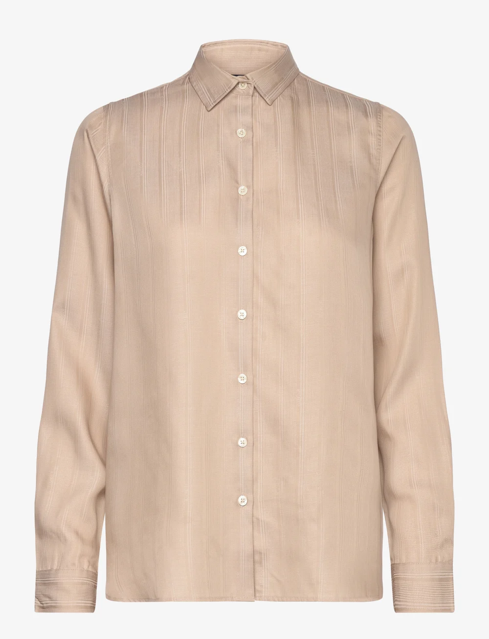 Lexington Clothing - Sanna Jacquard Stripe Lyocell Shirt - langärmlige hemden - beige stripe - 0
