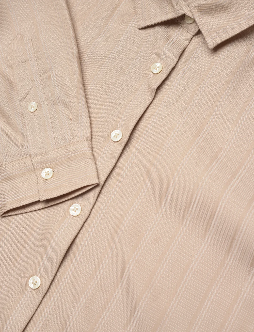 Lexington Clothing - Sanna Jacquard Stripe Lyocell Shirt - langärmlige hemden - beige stripe - 2