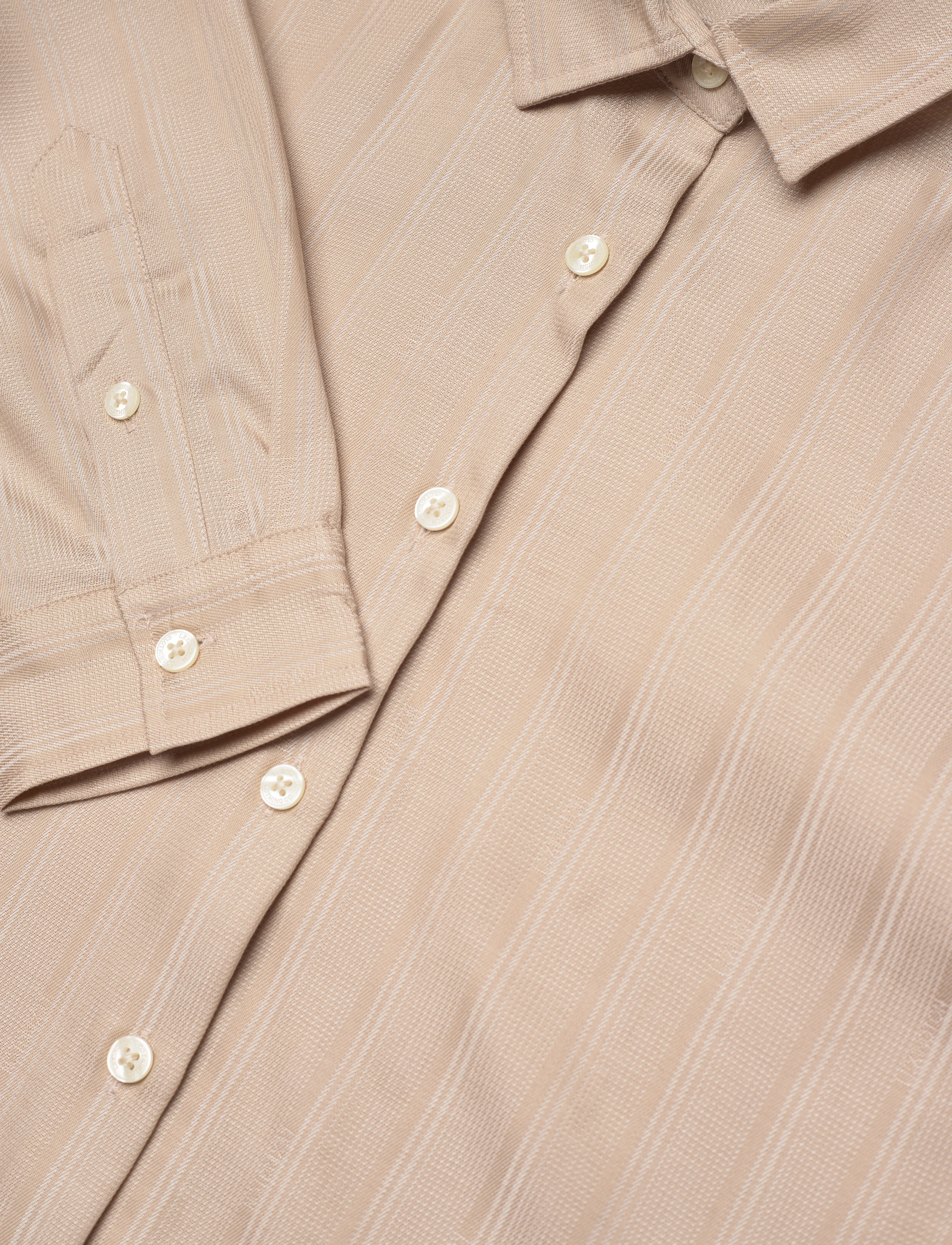 Lexington Clothing - Sanna Jacquard Stripe Lyocell Shirt - langærmede skjorter - beige stripe - 2