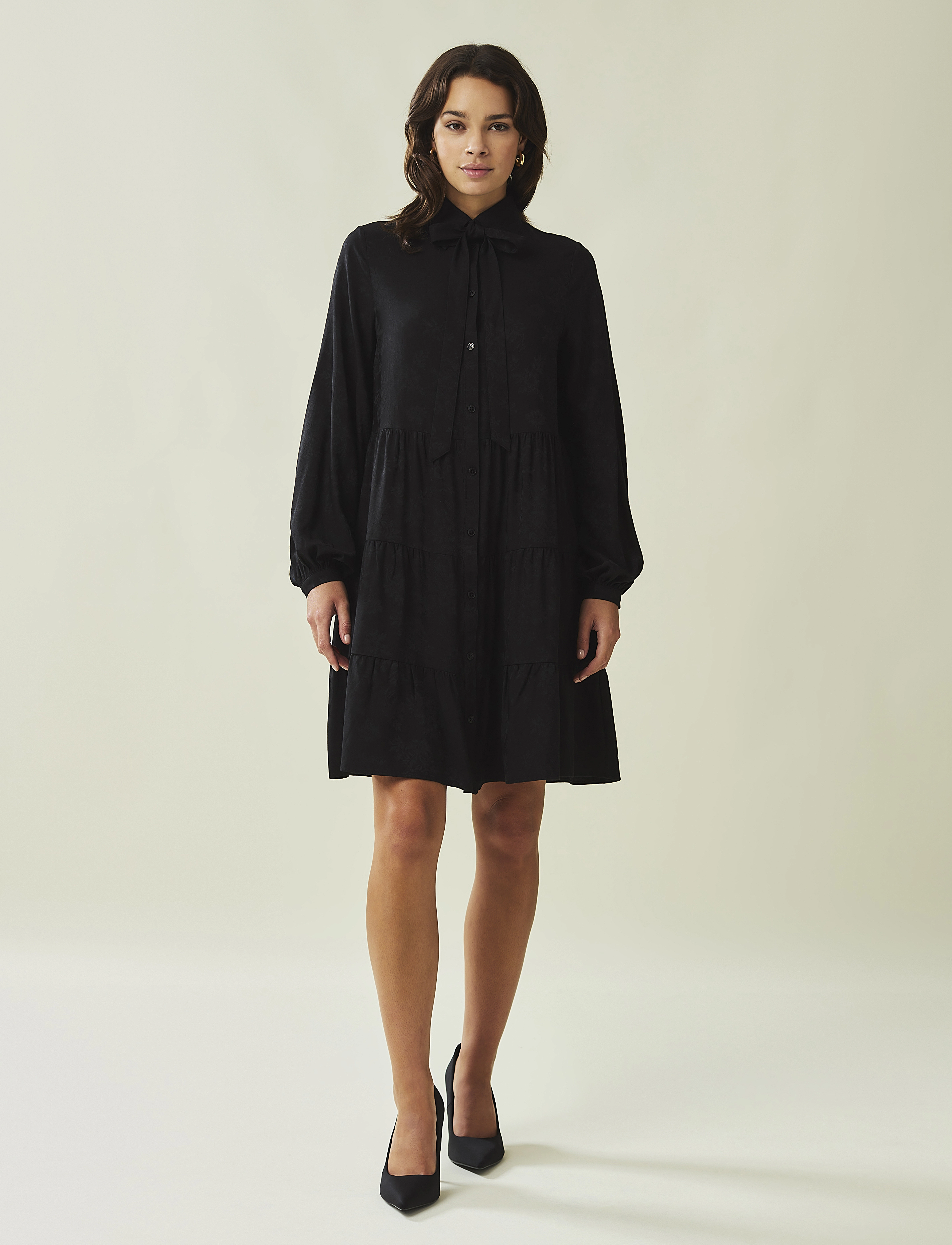 Lexington Clothing Rosalie Jacquard Dress - Skjortklänningar - BLACK / black